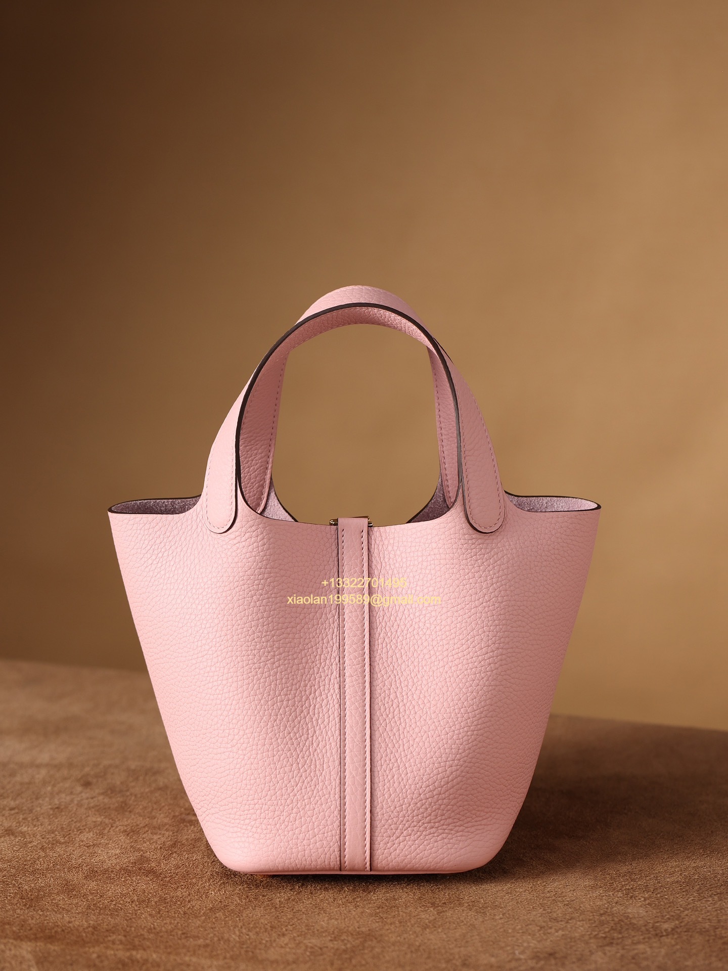 Hermès Picotin 18/22 in Clemence Leather, Hand-stitched with Beeswax Thread, High-end Customization - Sakura Pink.