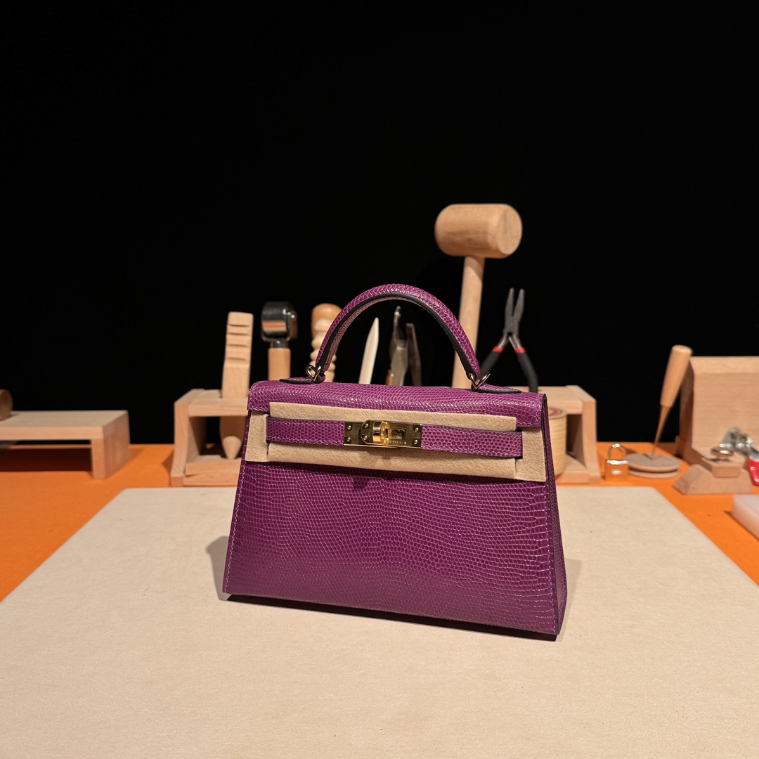 Hermès Mini Kelly II, lizard leather, all handmade ‼️ Anemone Purple