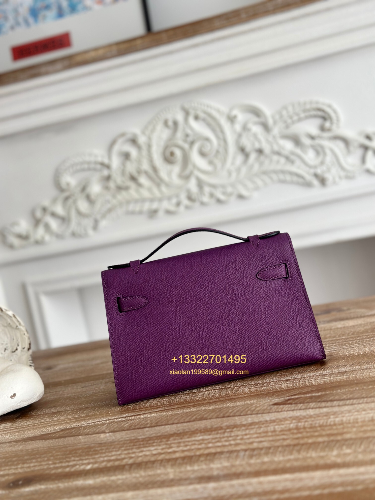 Hermès Mini Pochette Kelly in Acanthus Purple Made from the most classic Epsom Leather, Imported Purely Handcrafted with Waxed Thread Stitching, High-End Customization