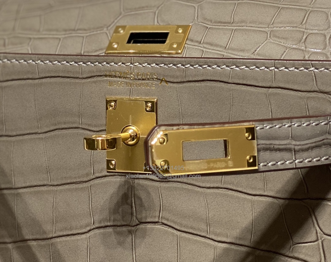 Hermès Mini Kelly in Crocodile Leather, Fully Handmade Premium Private Customization – Etoupe