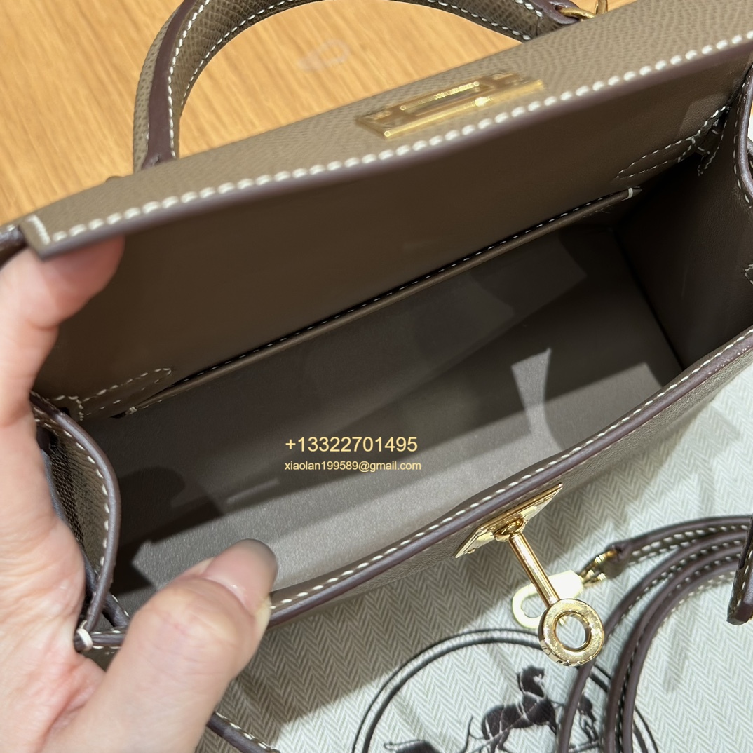 Hermès Mini Kelly II Handbag in Elephant Gray Made from Epsom Cowhide Leather, Purely Handcrafted, High-End Customization Edition