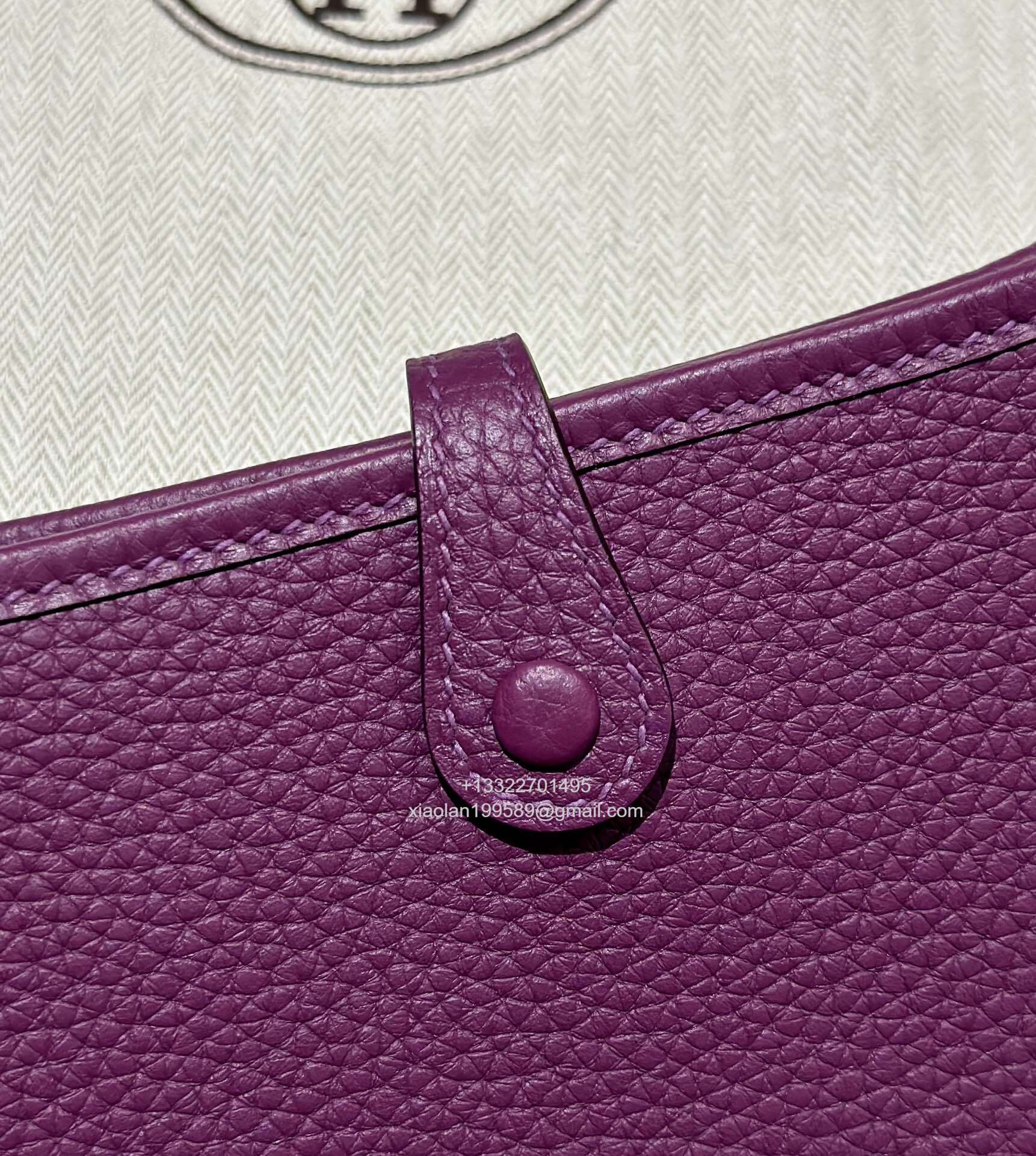 Hermès Evelyne mini Bag in Clemence Leather, Premium Handcrafted Customization-Anemone