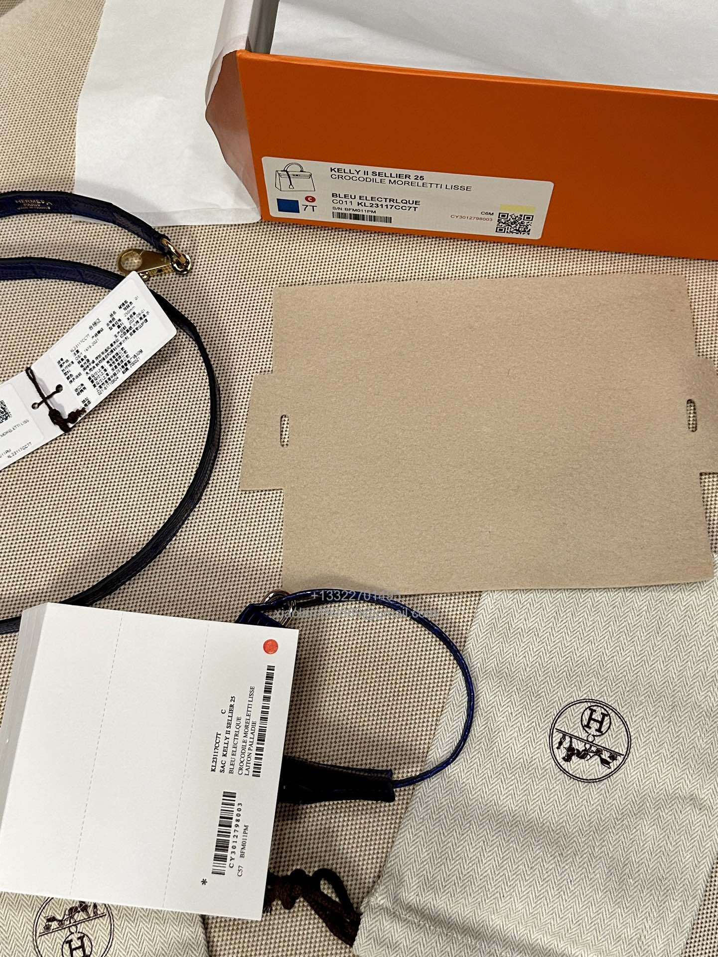 Hermès Kelly 25/28/32cm in Crocodile Leather, Fully Handmade Premium Private Customization-Electric Blue