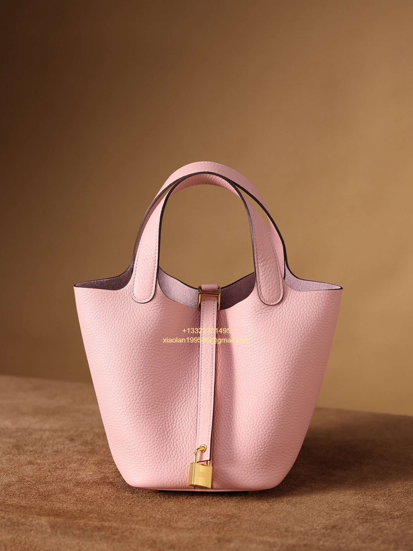 Hermès Picotin 18/22 in Clemence Leather, Hand-stitched with Beeswax Thread, High-end Customization - Sakura Pink.