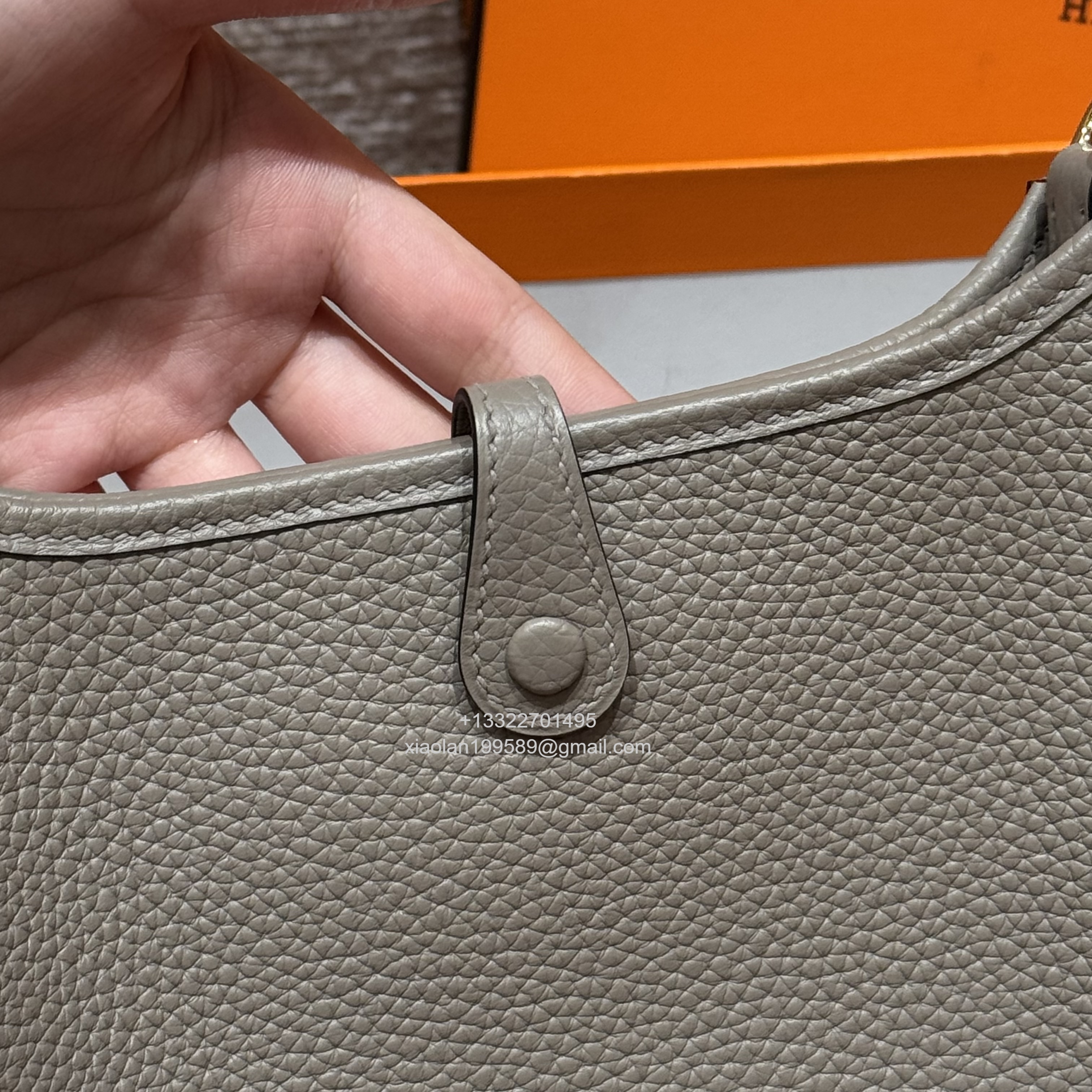 Hermès Evelyne mini Bag in Clemence Leather, Premium Handcrafted Customization-Girs Asphalte