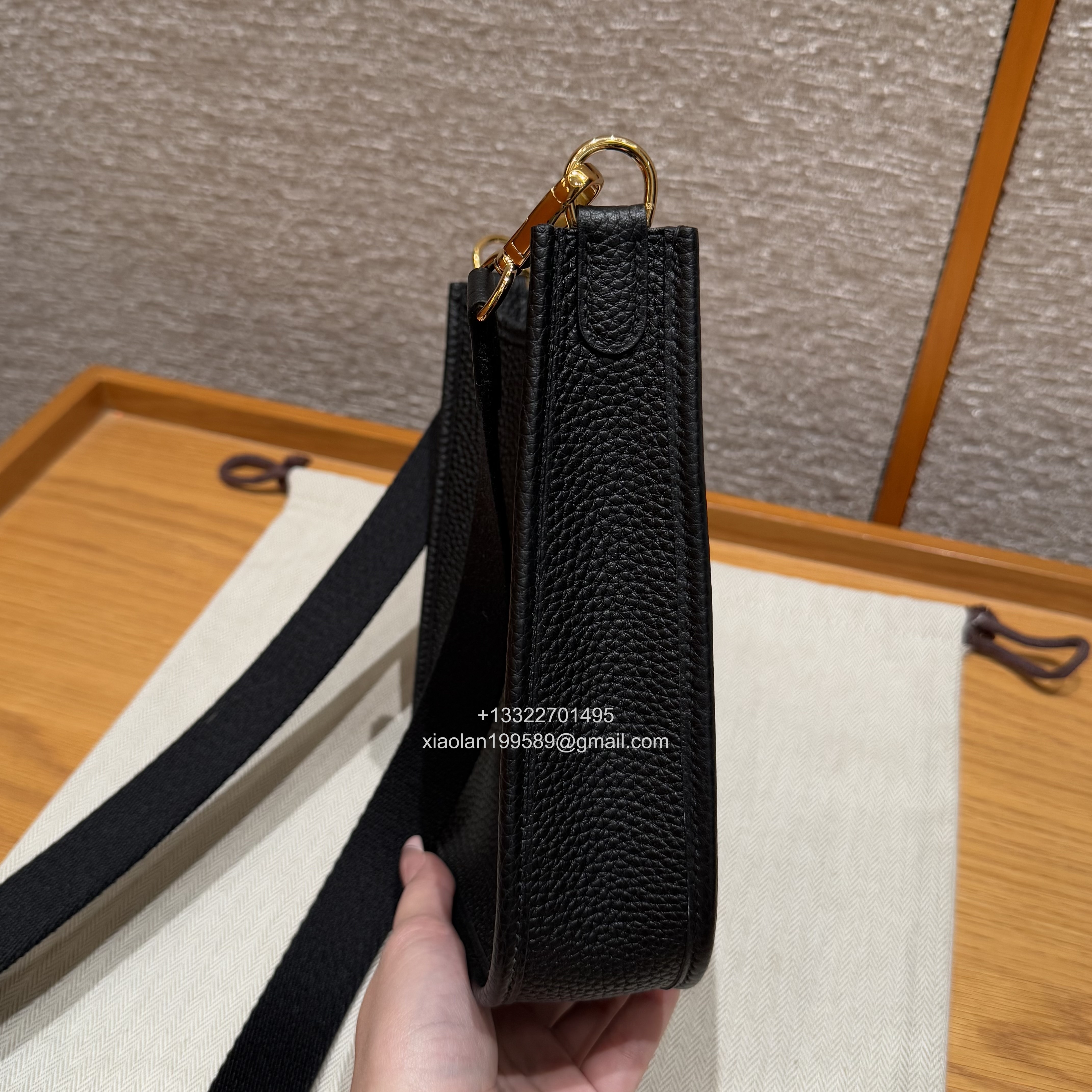 Hermès Evelyne mini Bag in Clemence Leather, Premium Handcrafted Customization – Black