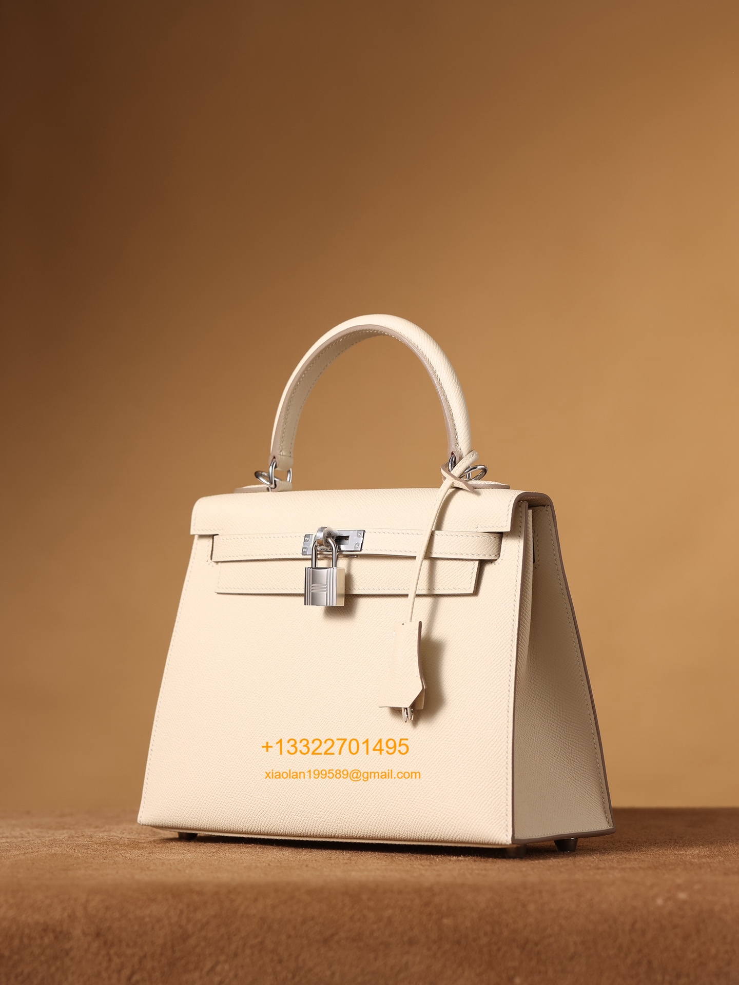 Hermès Kelly Handbag in Milky White Epsom Cowhide Leather, Purely Handcrafted, High-End Customization Edition