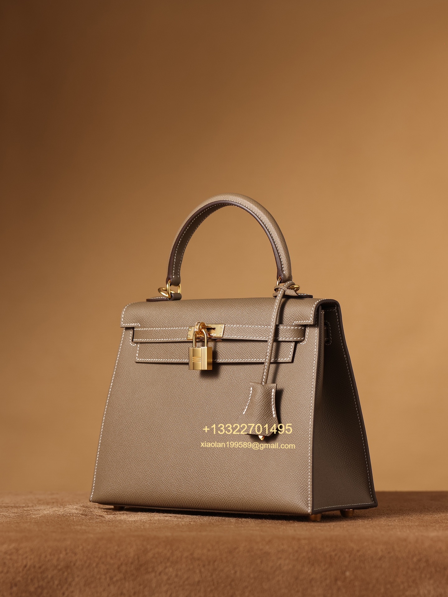 Hermès Kelly Handbag in Elephant Gray Epsom Cowhide Leather, Purely Handcrafted, High-End Customization Edition