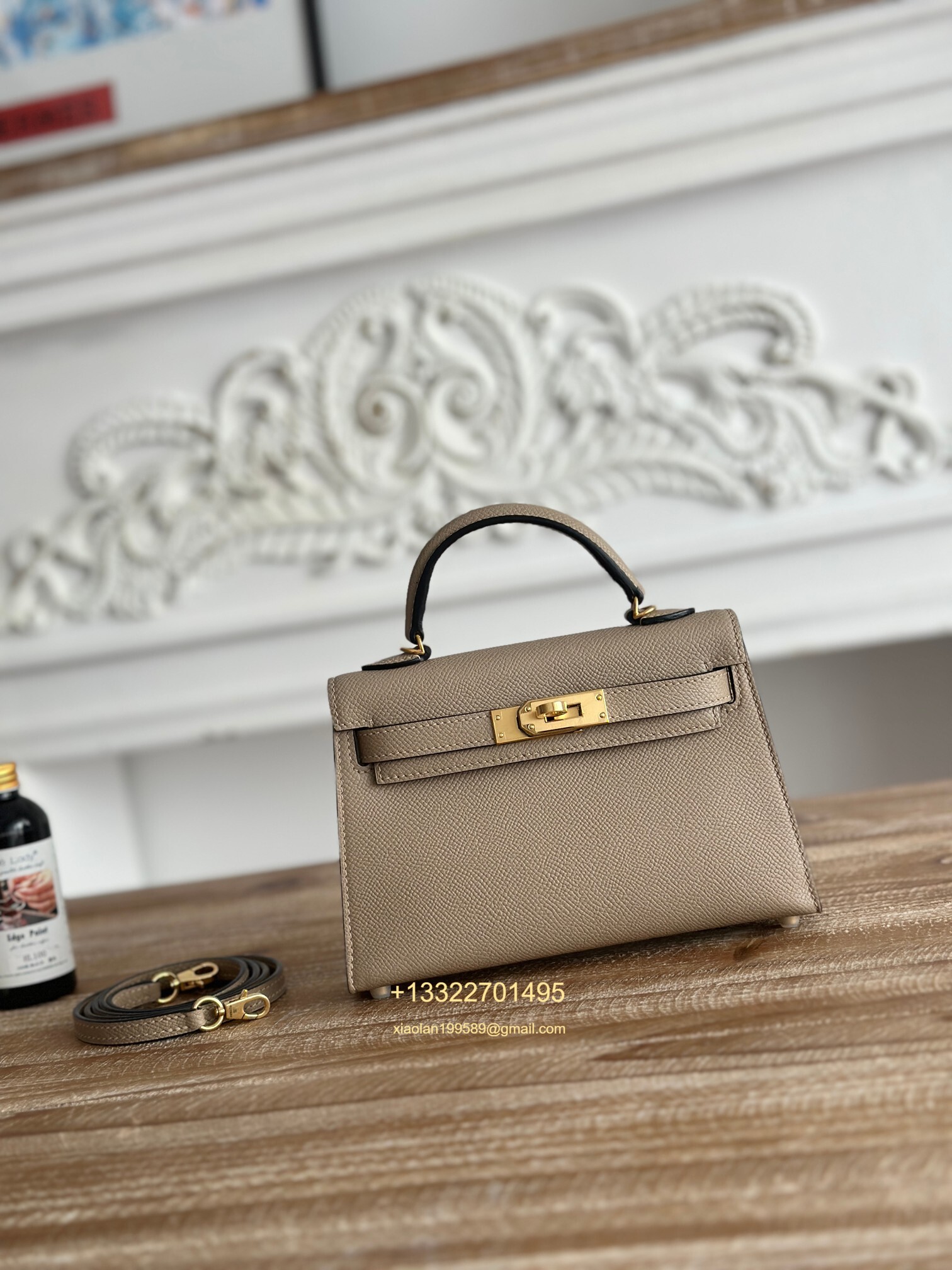 Hermès Epsom Leather Mini Kelly II in Asphalt Gray Purely Handcrafted with Waxed Thread Stitching, High-End Customization