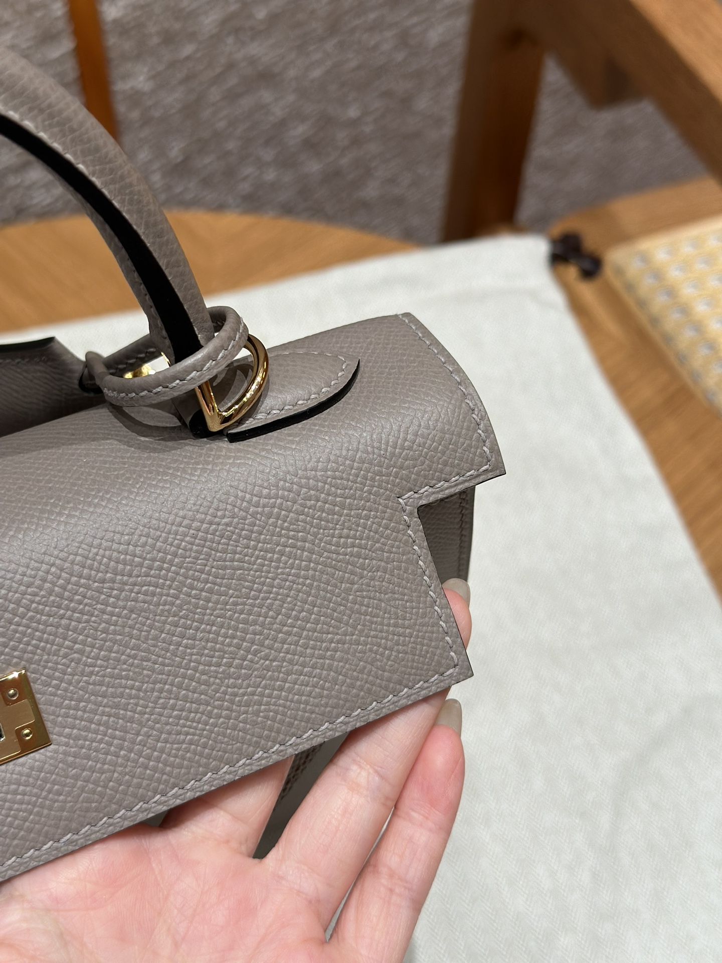 Hermès Kelly Handbag in Asphalt Grey  Epsom Cowhide Leather, Purely Handcrafted, High-End Customization Edition