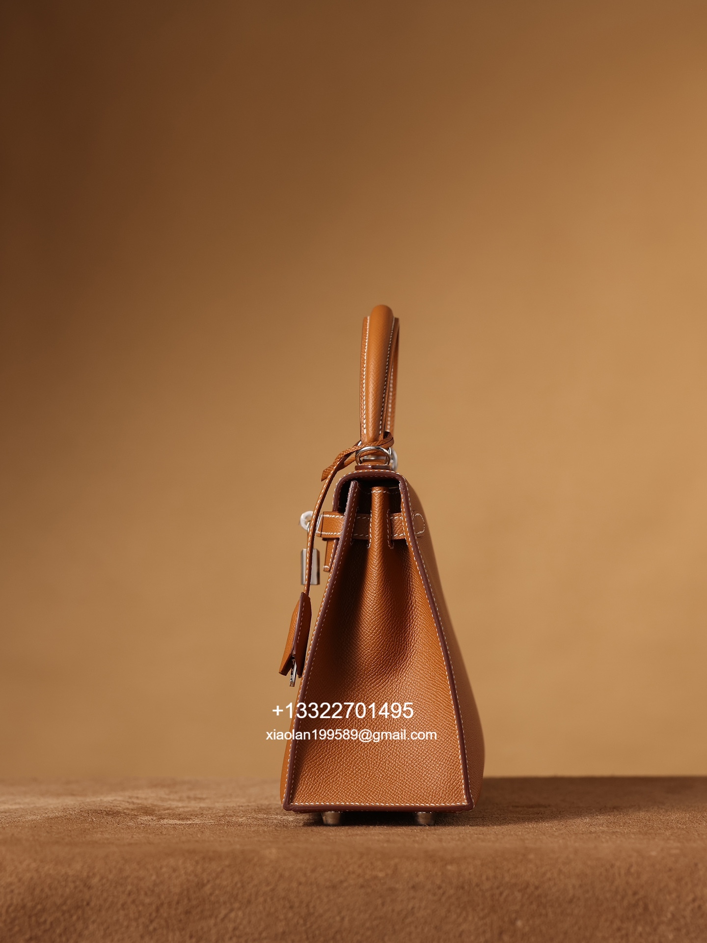 Hermès Kelly Handbag in Gold Brown Epsom Cowhide Leather, Purely Handcrafted, High-End Customization Edition