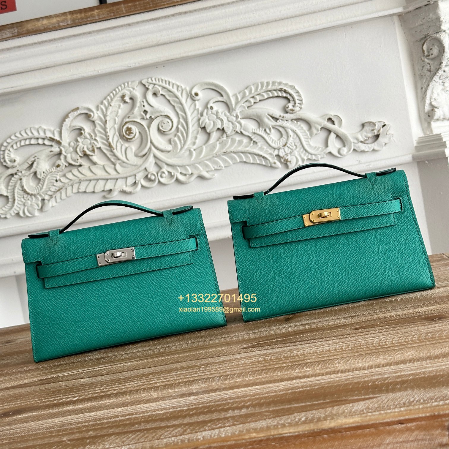 Hermès Mini Pochette Kelly in Peacock Green Made from the most classic Epsom Leather, Imported Purely Handcrafted with Waxed Thread Stitching, High-End Customization