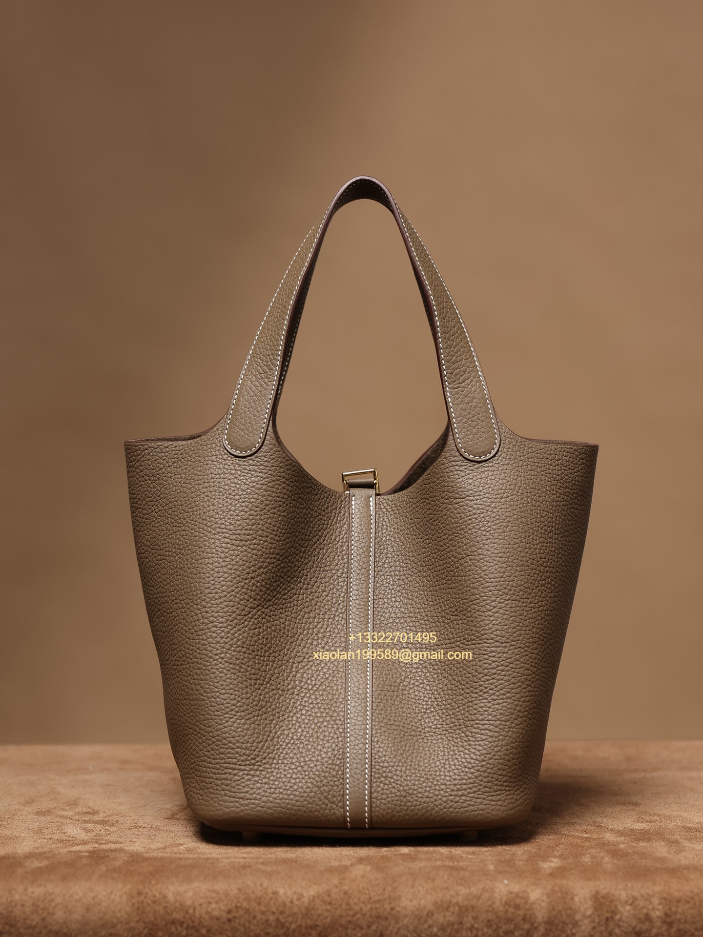 Hermès Picotin 18/22 in Clemence Leather, Hand-stitched with Beeswax Thread, High-end Customization - Elephant Gray.