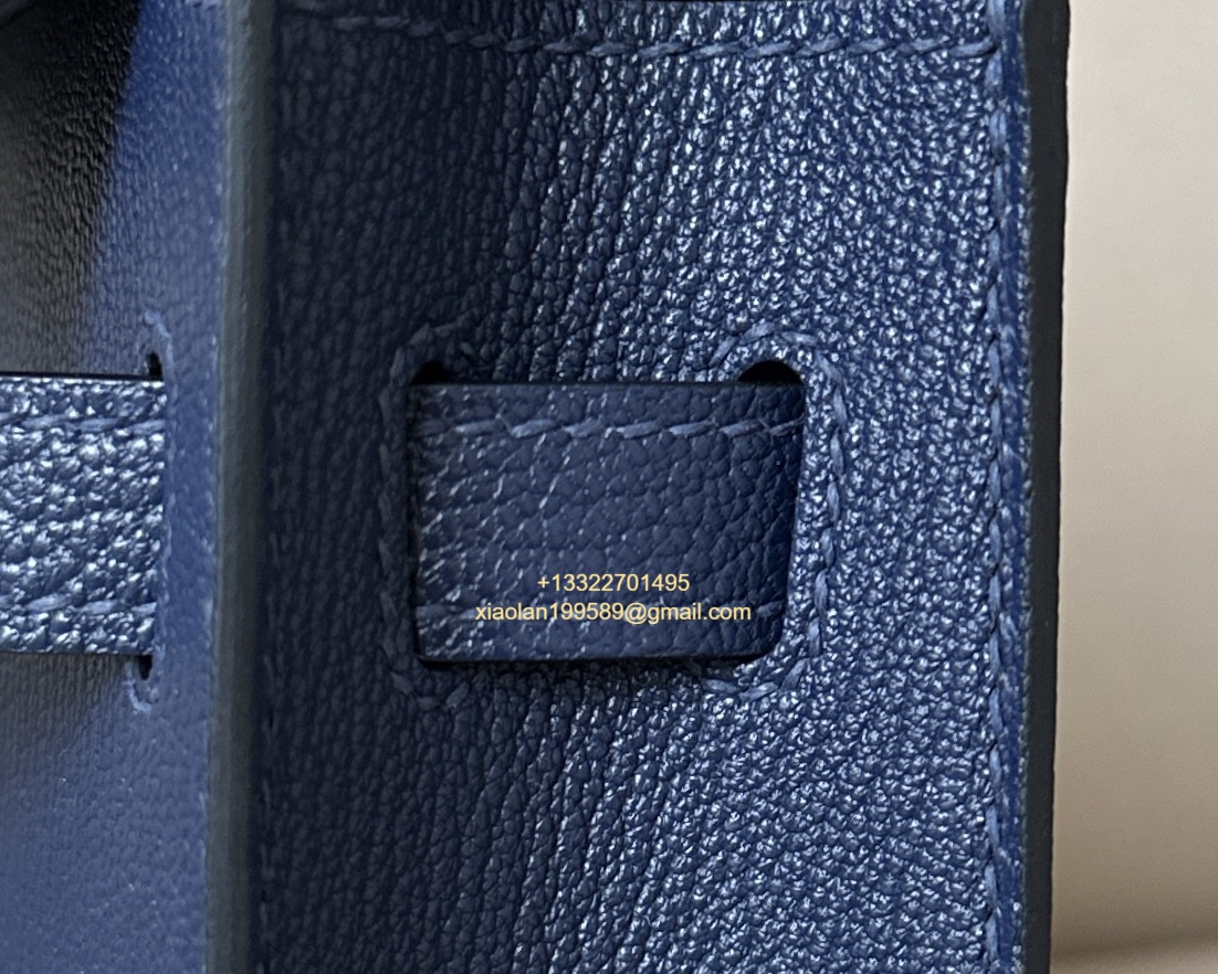 Hermès Kelly Elan Deep Sea Blue Lambskin Women's Shoulder Bag, Fully Handmade High-end Customization.