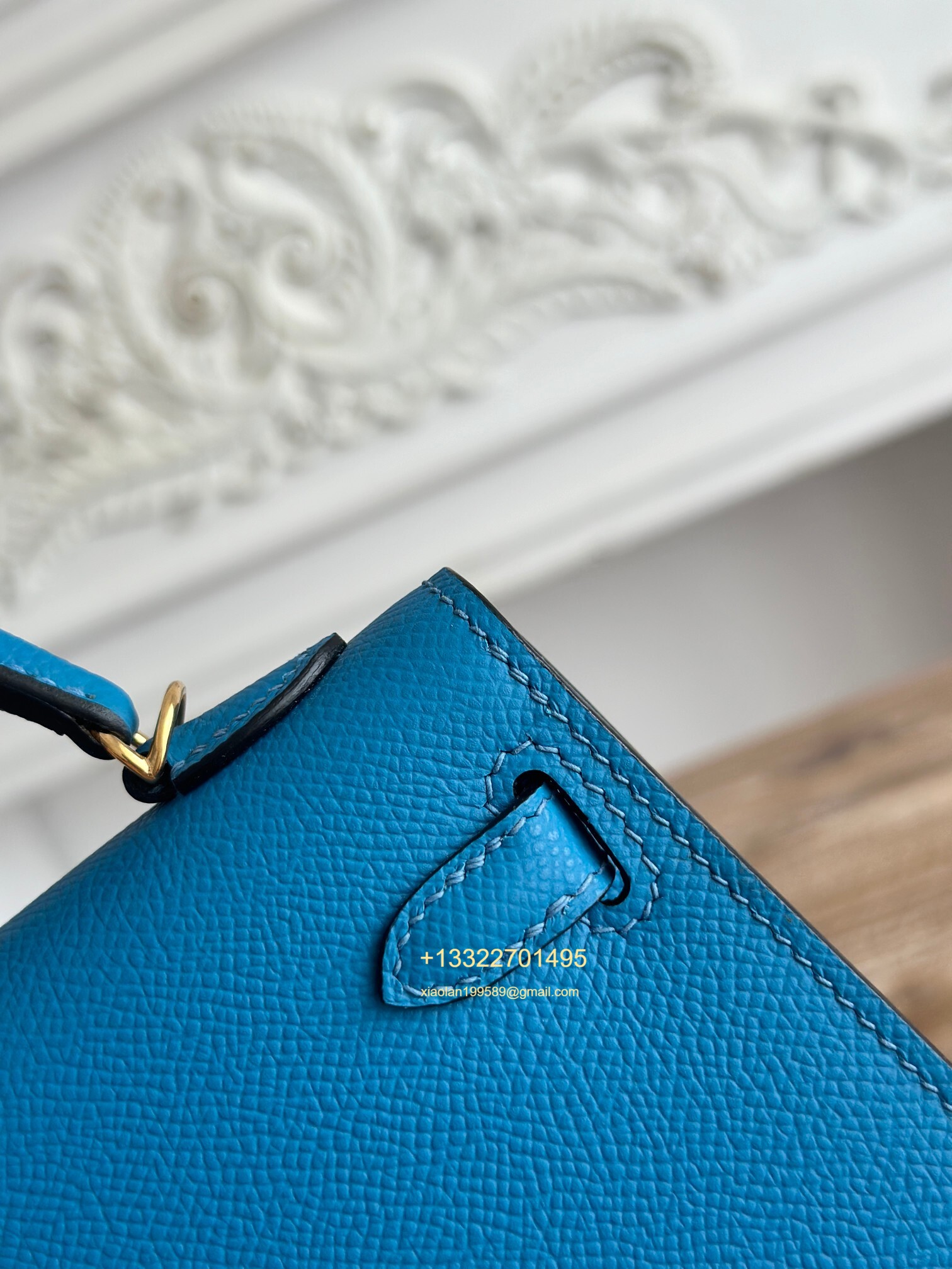 Hermès Epsom Leather Mini Kelly II in Tanzanian Blue Purely Handcrafted with Waxed Thread Stitching, High-End Customization