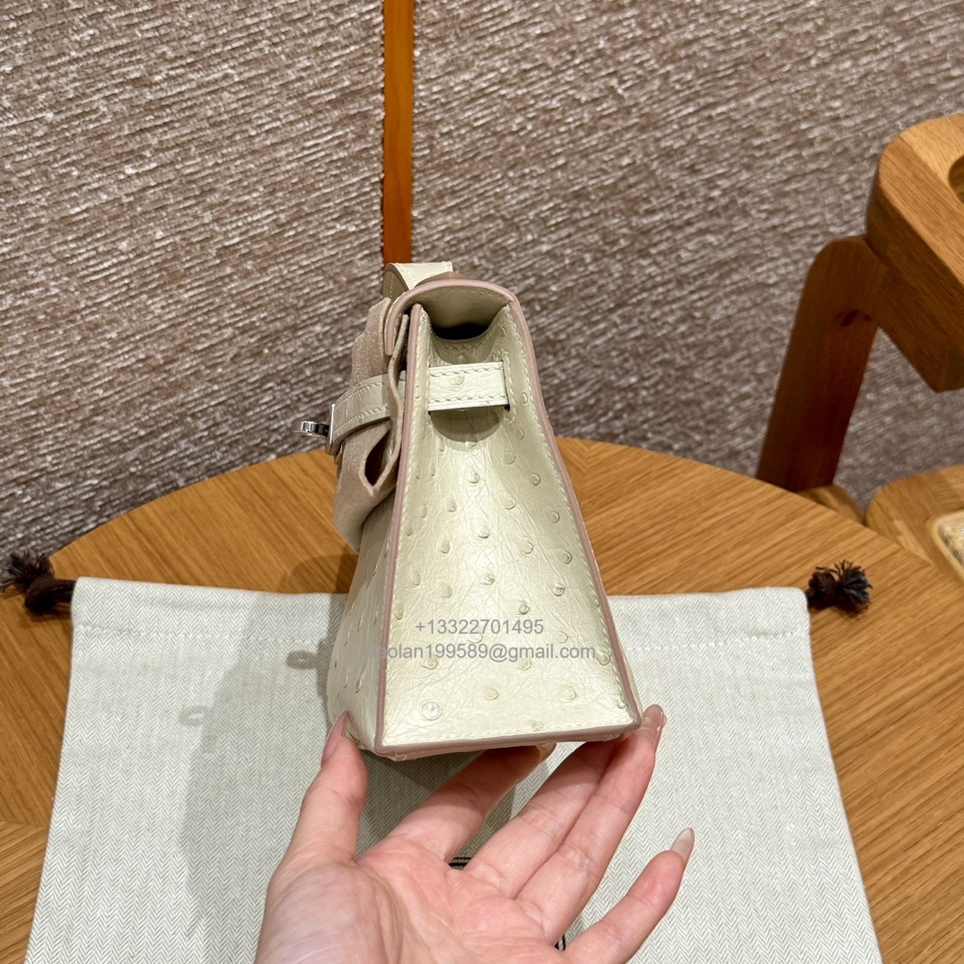 Hermès Kelly Pochette Clutch Bag, South African KK ostrich leather, fully handmade haute couture – i2/Nata