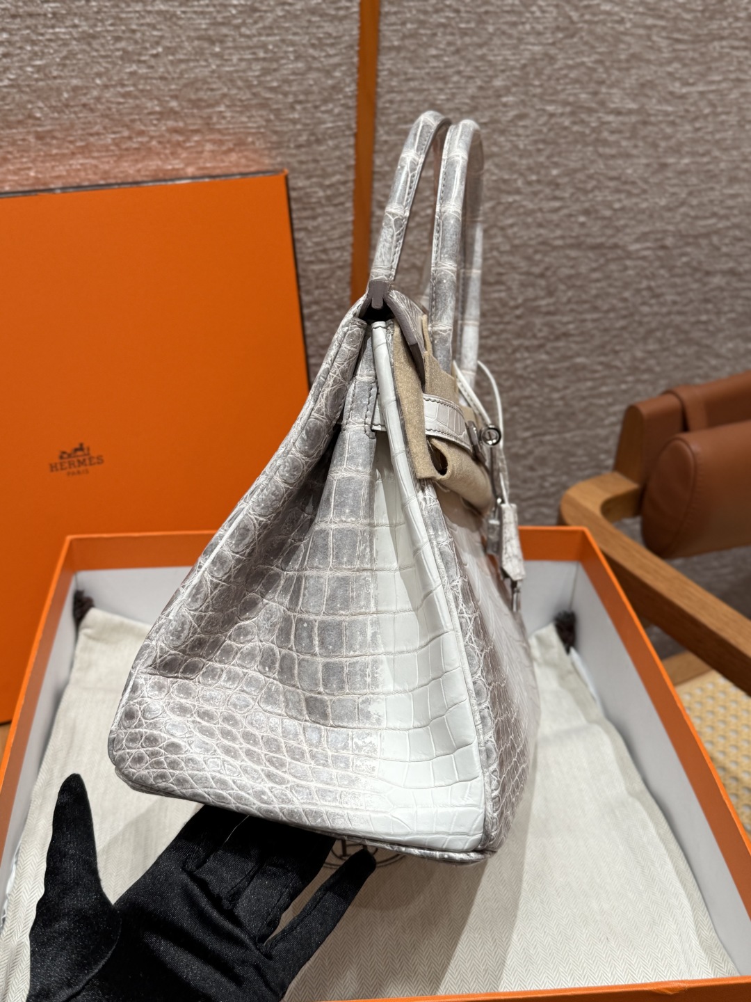 Hermès Signature Treasure — Himalaya Crocodile Birkin 25/30/35cm, Premium Hand-Stitched Private Customization.