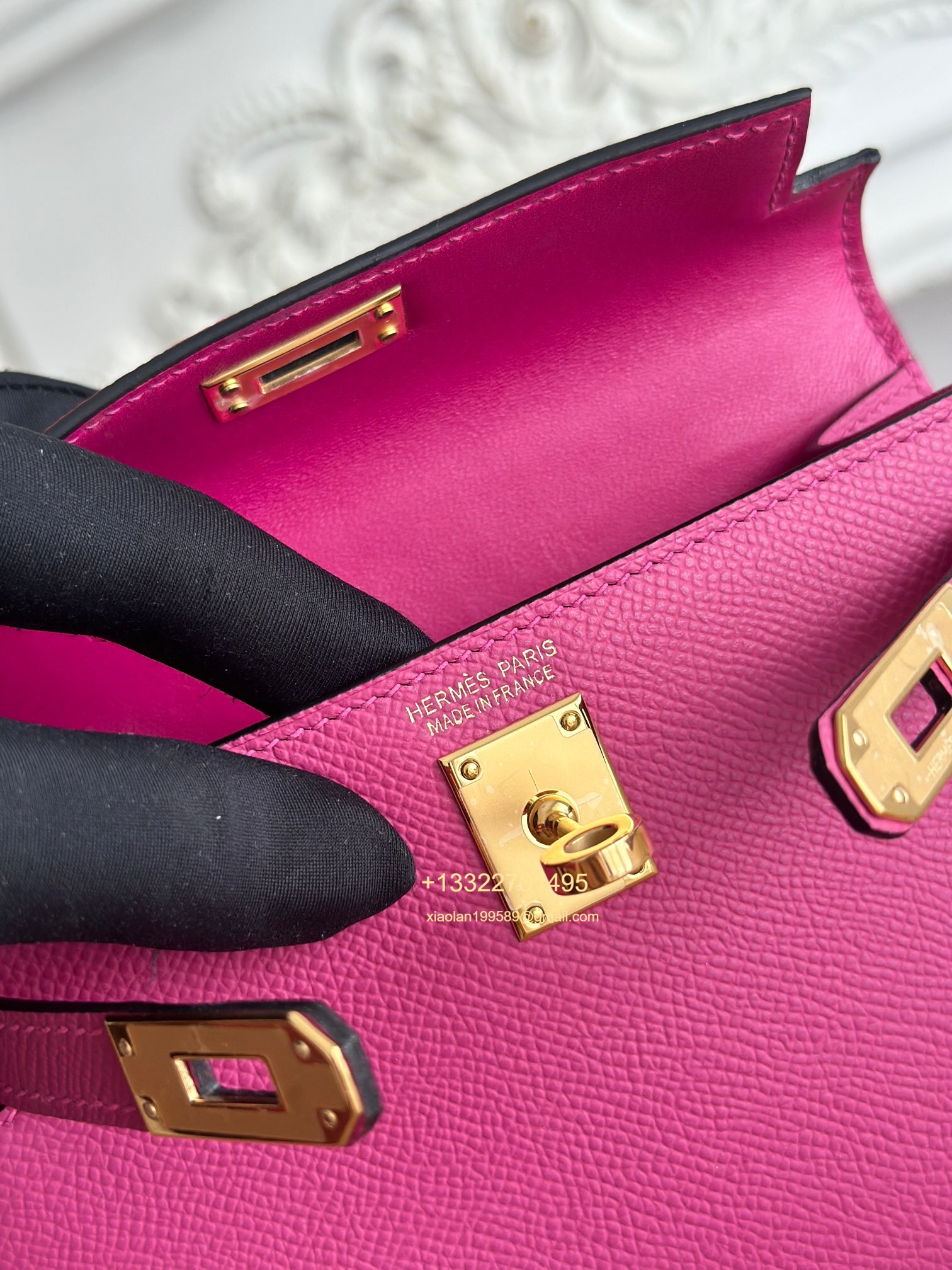 Hermès Epsom Leather Mini Kelly II in Rose Violet Purely Handcrafted with Waxed Thread Stitching, High-End Customization