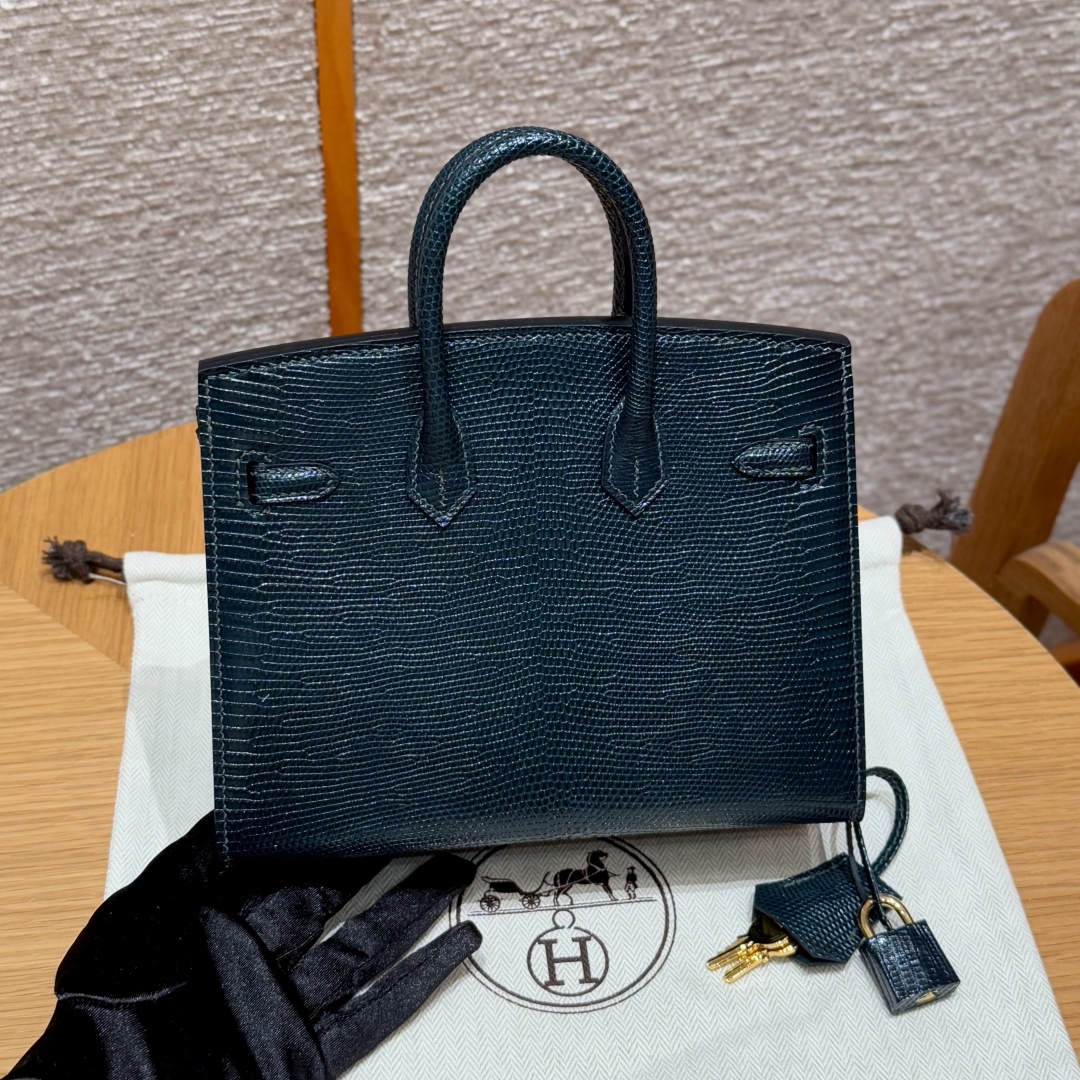 Birkin – Imported French lizard skin, premium stainless steel with 18K gold-plated hardware, fully handcrafted luxury custom-made ‼️ Vert cypres