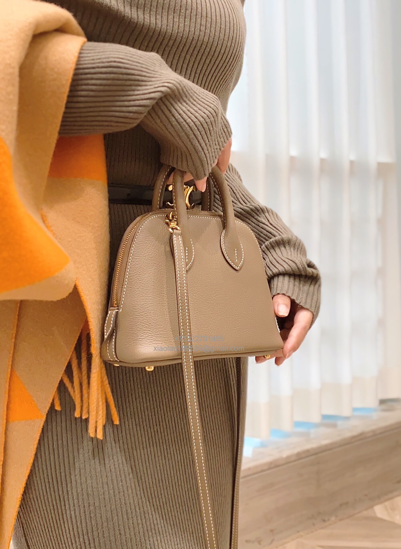 Hermès Bolide 25/27/31CM in epsom Leather, Fully Handmade, Color:Milkshake White