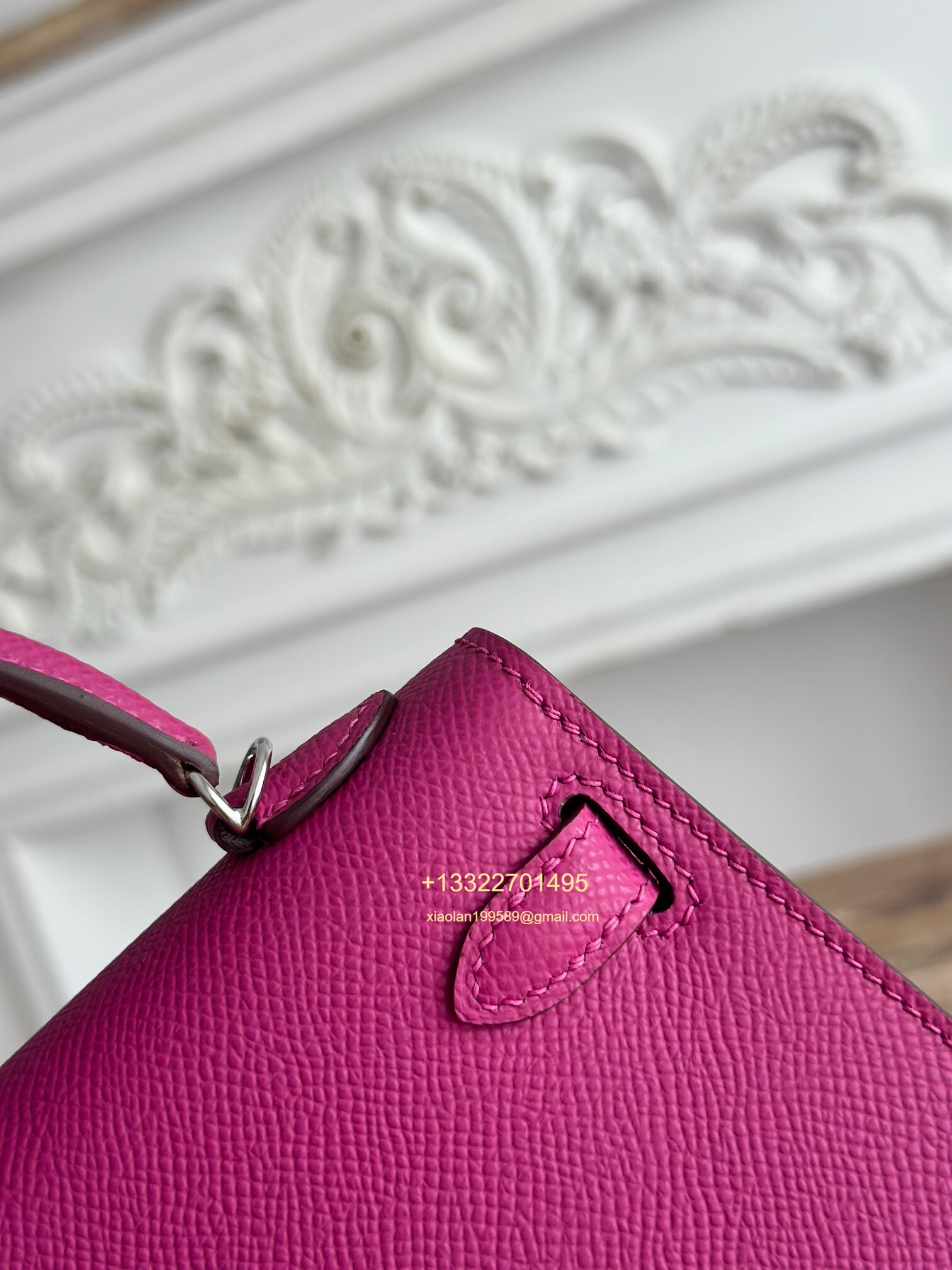 Hermès Epsom Leather Mini Kelly II in Rose Violet Purely Handcrafted with Waxed Thread Stitching, High-End Customization