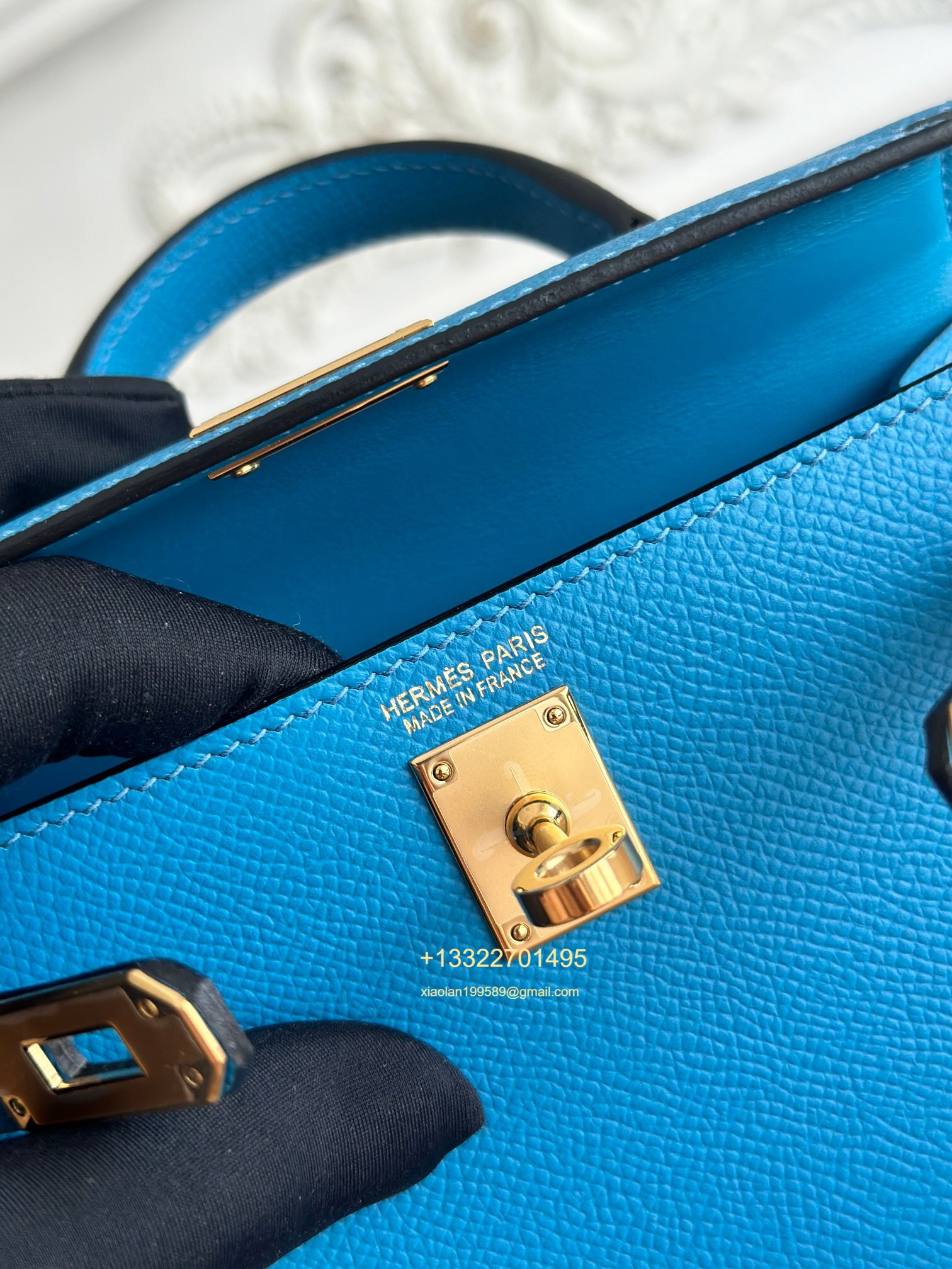 Hermès Epsom Leather Mini Kelly II in Tanzanian Blue Purely Handcrafted with Waxed Thread Stitching, High-End Customization