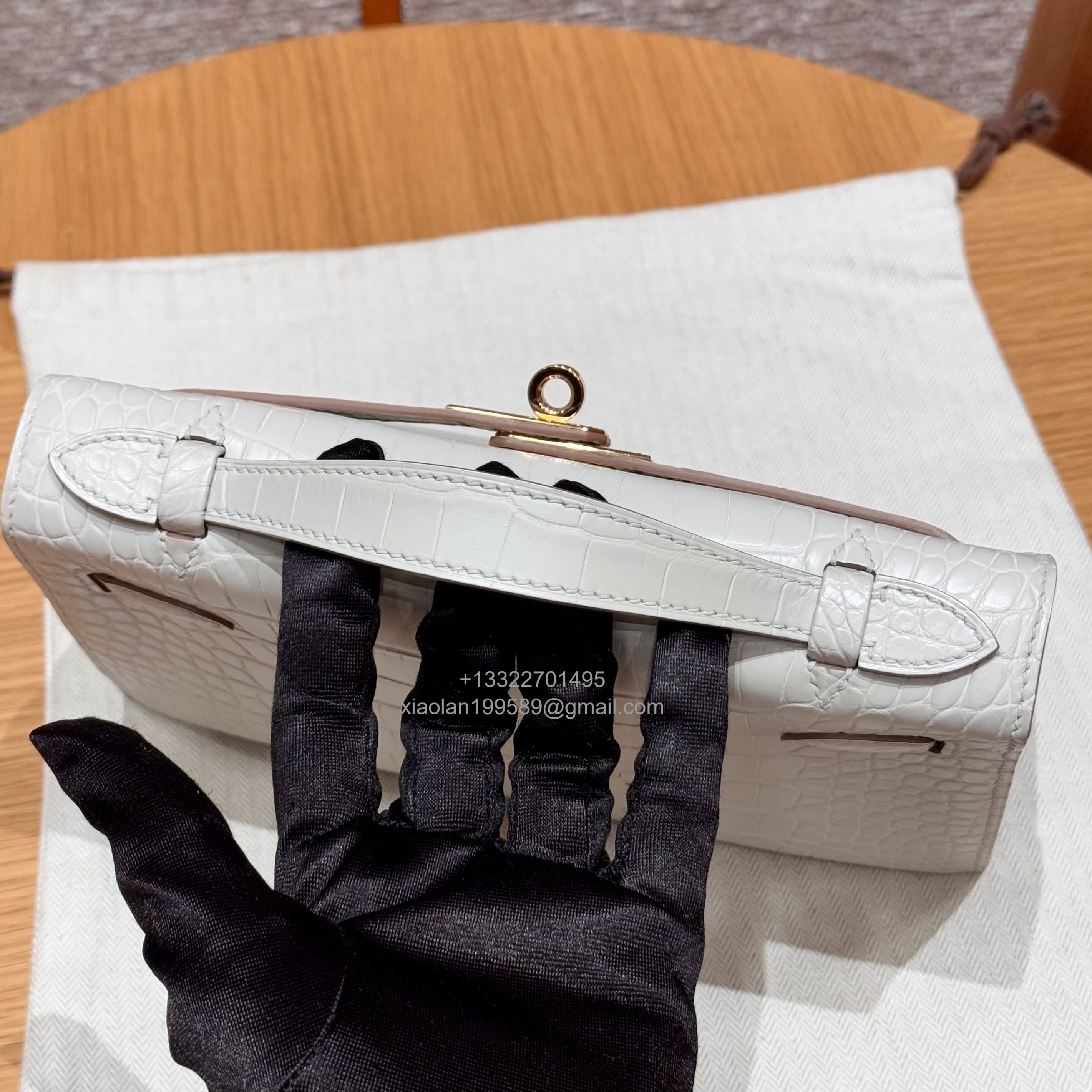 Hermès Kelly Pochette Clutch Bag Matte Crocodile Leather . Fully Handmade Premium Customization – Concrete Grey