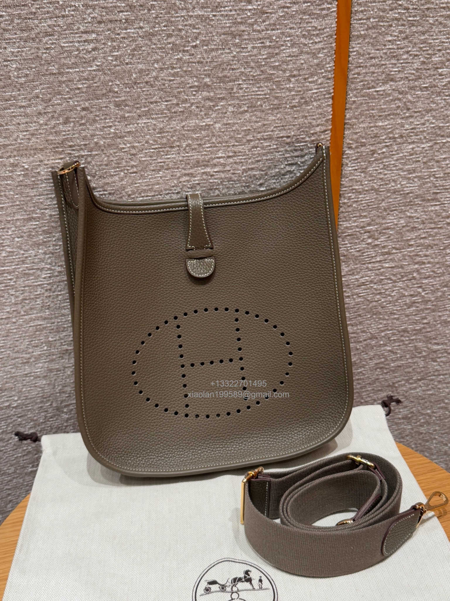 Hermès Evelyne Bag in Clemence Leather, Premium Handcrafted Customization – Etoupe.