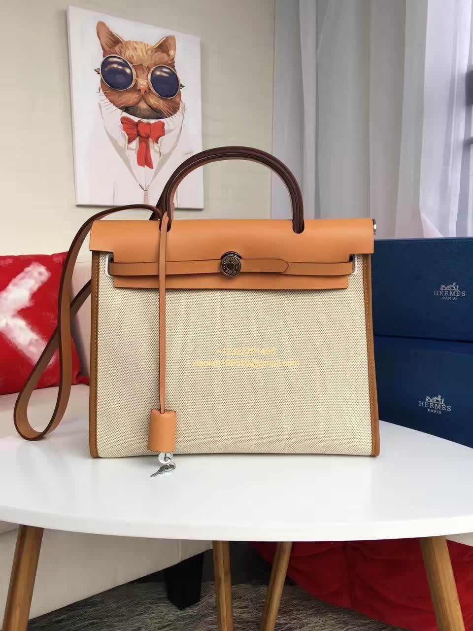 Hermès Herbag Zip 31 Bag, Original Custom Stainless Steel Hardware, French Factory Leather, Imported Double-layer High-dimensional Waterproof Canvas Material.