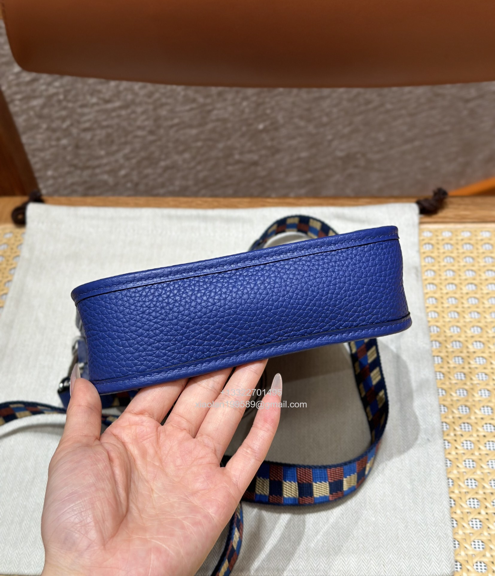 Hermès Evelyne mini Bag in Clemence Leather, Premium Handcrafted Customization-Blue electric