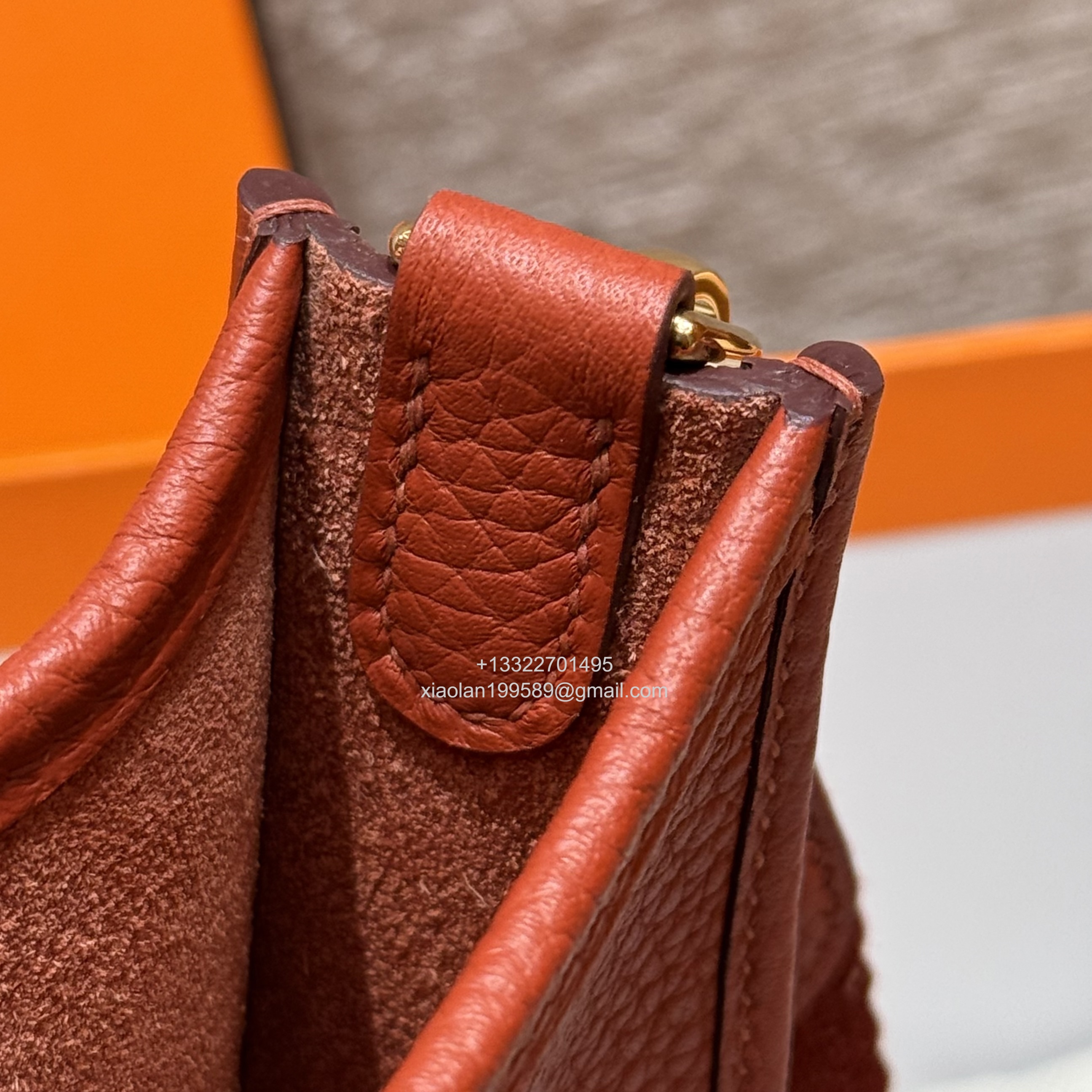 Hermès Evelyne mini Bag in Clemence Leather, Premium Handcrafted Customization-Brique