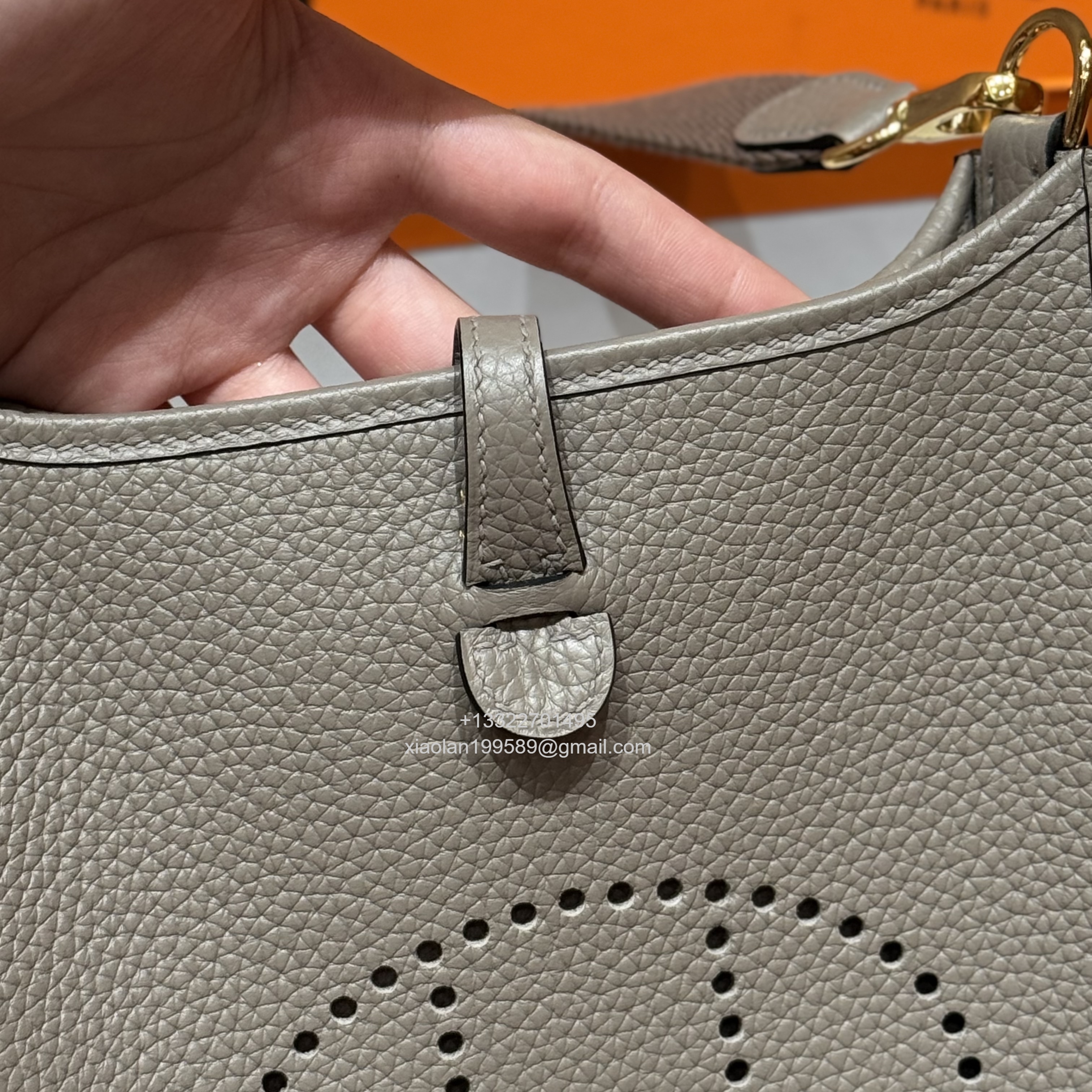 Hermès Evelyne mini Bag in Clemence Leather, Premium Handcrafted Customization-Girs Asphalte