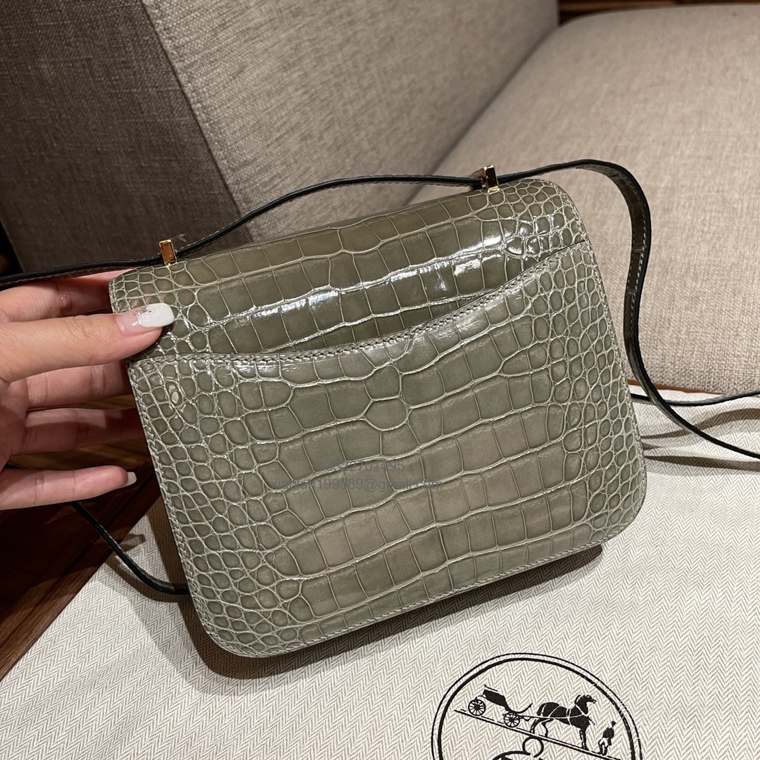 Hermès Constance 18/24cm in Crocodile Leather, Premium Handmade Customization-Taupe