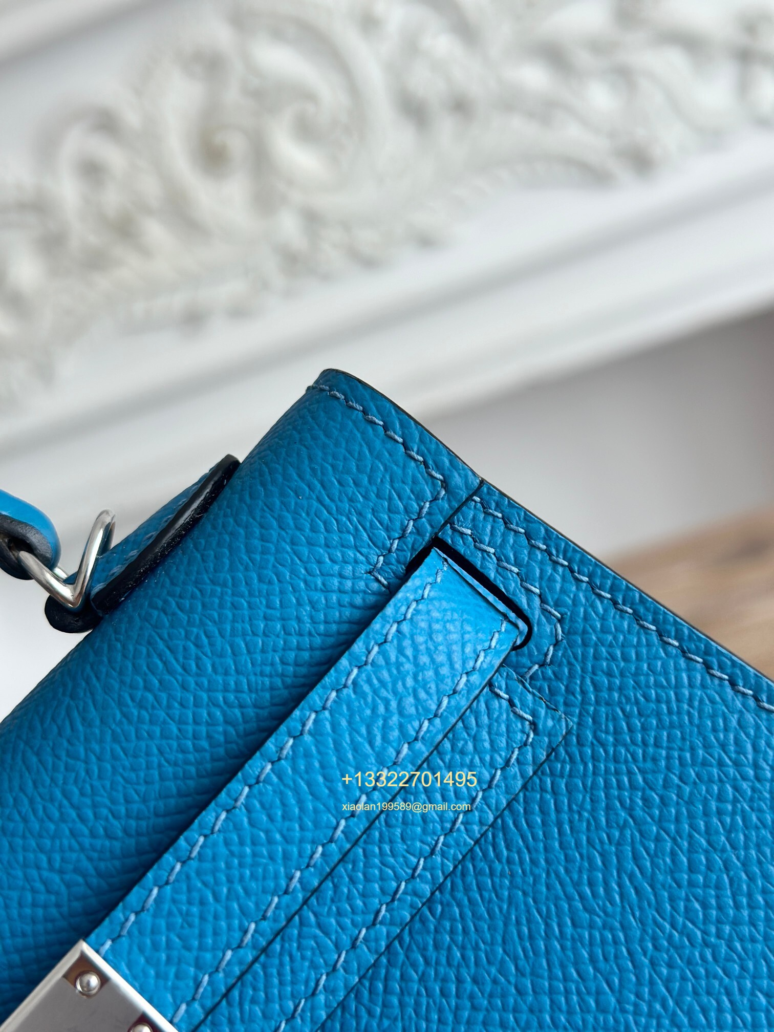 Hermès Epsom Leather Mini Kelly II in Tanzanian Blue Purely Handcrafted with Waxed Thread Stitching, High-End Customization