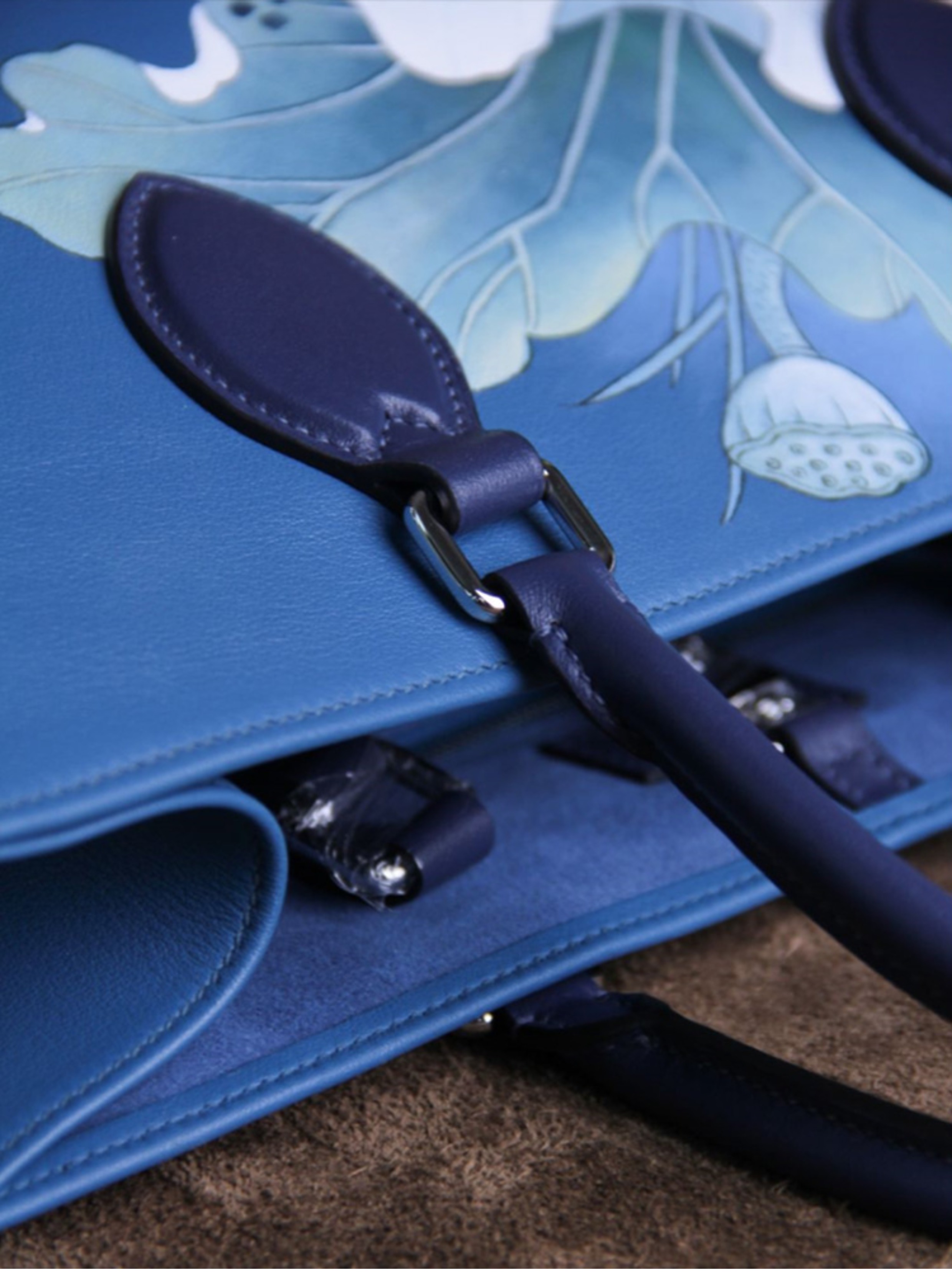 Handcrafted Custom DIY Painted Women's Leather Tote Bag