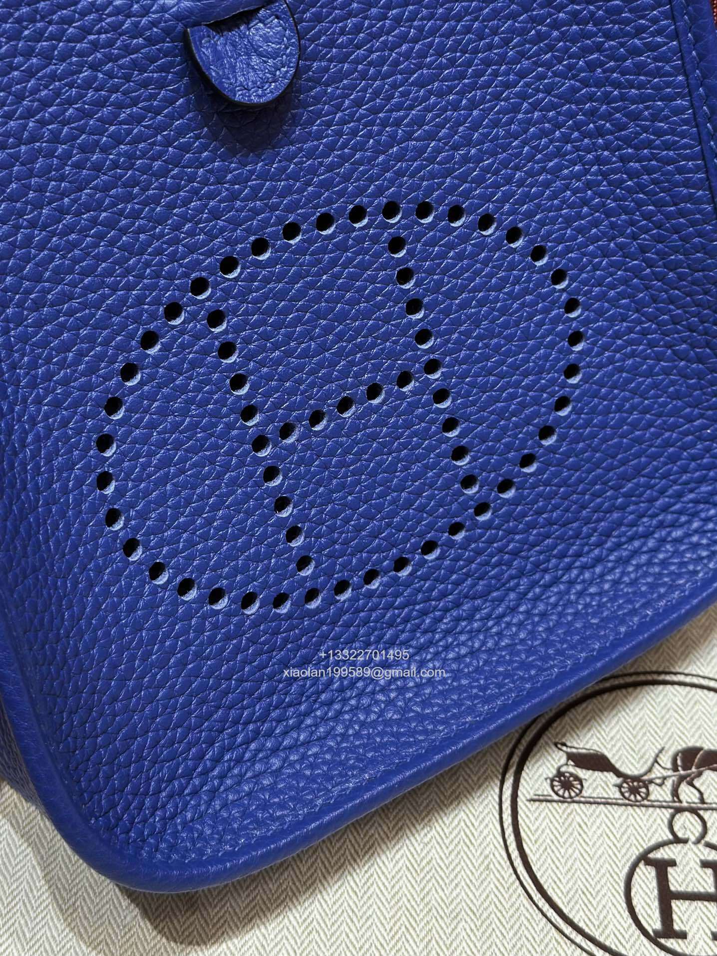 Hermès Evelyne mini Bag in Clemence Leather, Premium Handcrafted Customization-Blue electric