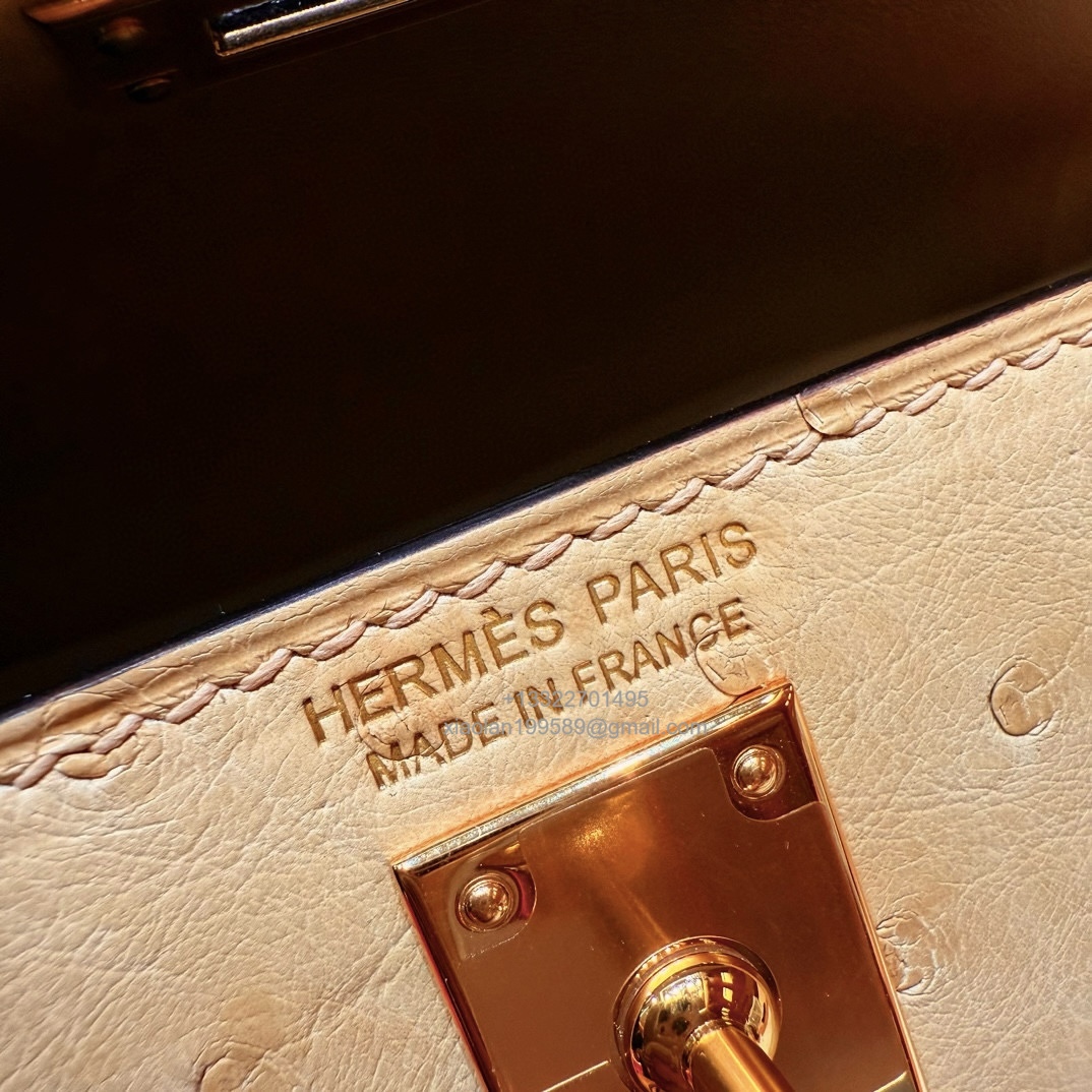 Hermès Mini Kelly Sellier II 20 in Ostrich Leather 0M/chai