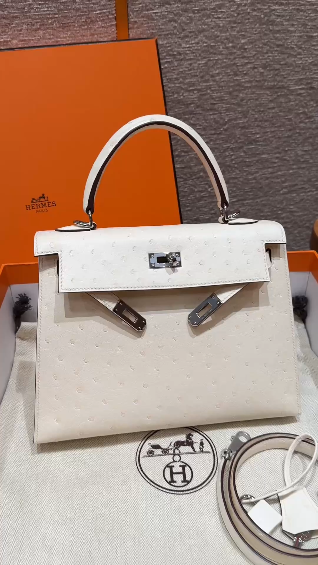 Kelly 25/28/32cm South African KK Ostrich Leather, Premium Fully Handcrafted Exclusive Custom –i2/nata