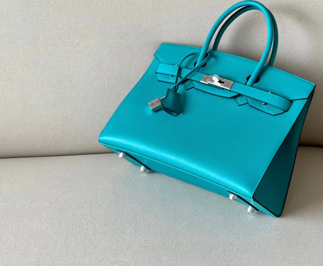 Hermes Birkin Sellier Bag 7F Bleu Paon Epsom Leather