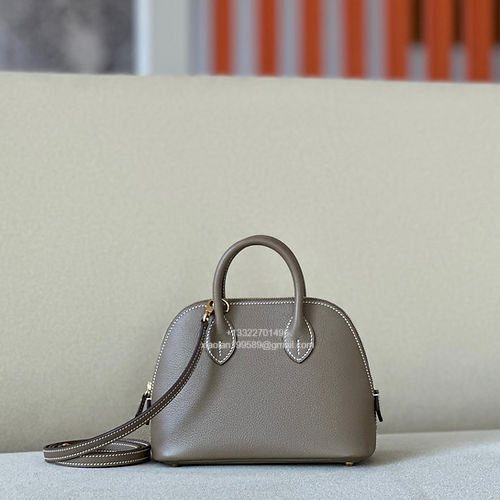 Hermès Bolide 19cm in Evercolor Leather, Fully Handmade, Color:Elephant Grey