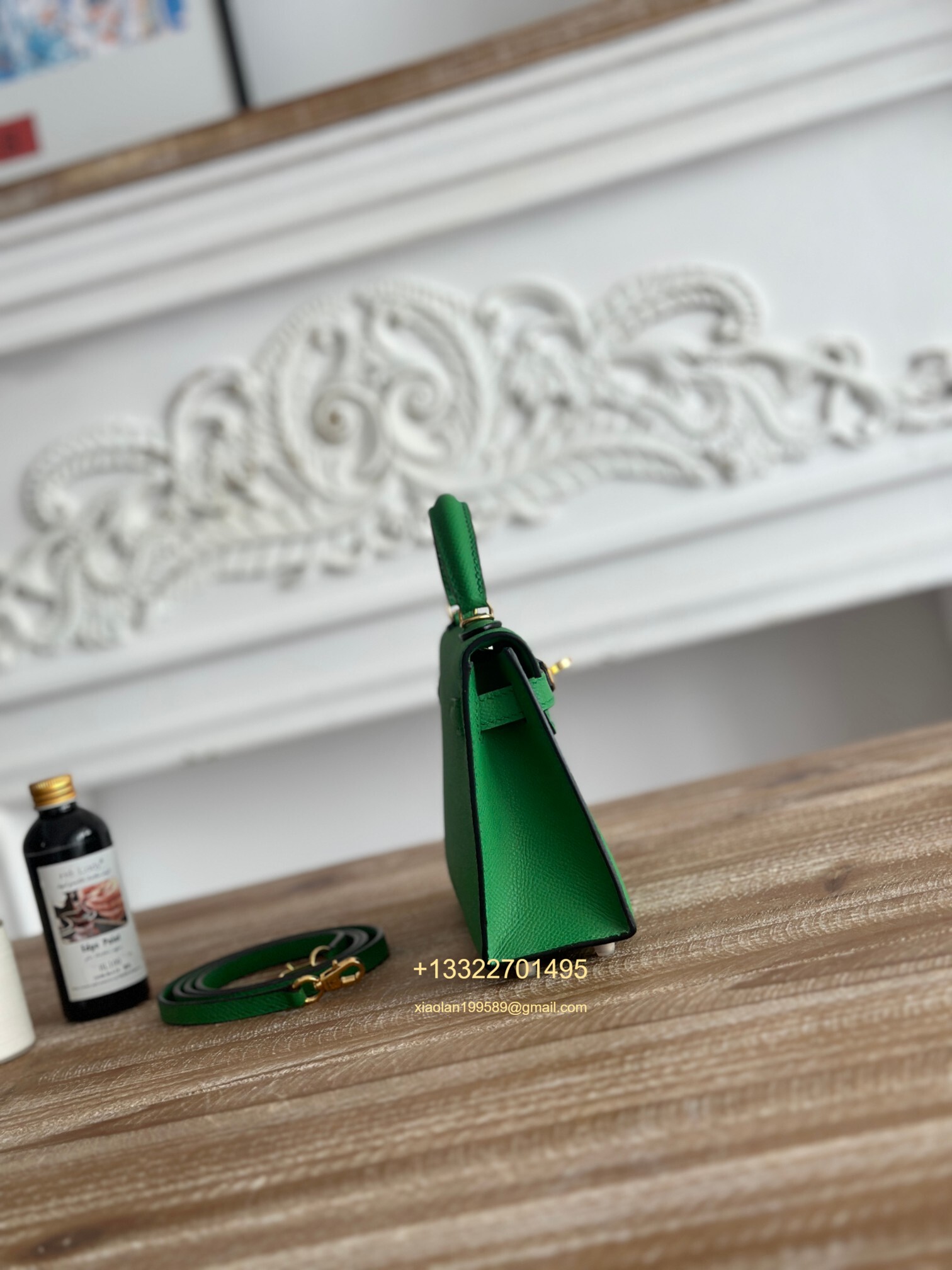 Hermès Epsom Leather Mini Kelly II in Bamboo Green Purely Handcrafted with Waxed Thread Stitching, High-End Customization