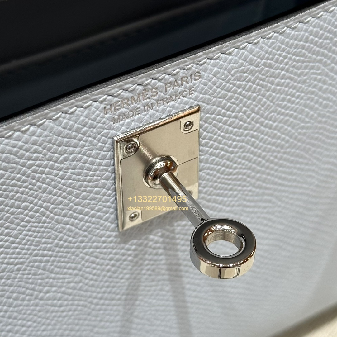 Hermès Mini Kelly II Handbag in Misty Blue Made from Epsom Cowhide Leather, Purely Handcrafted, High-End Customization Edition