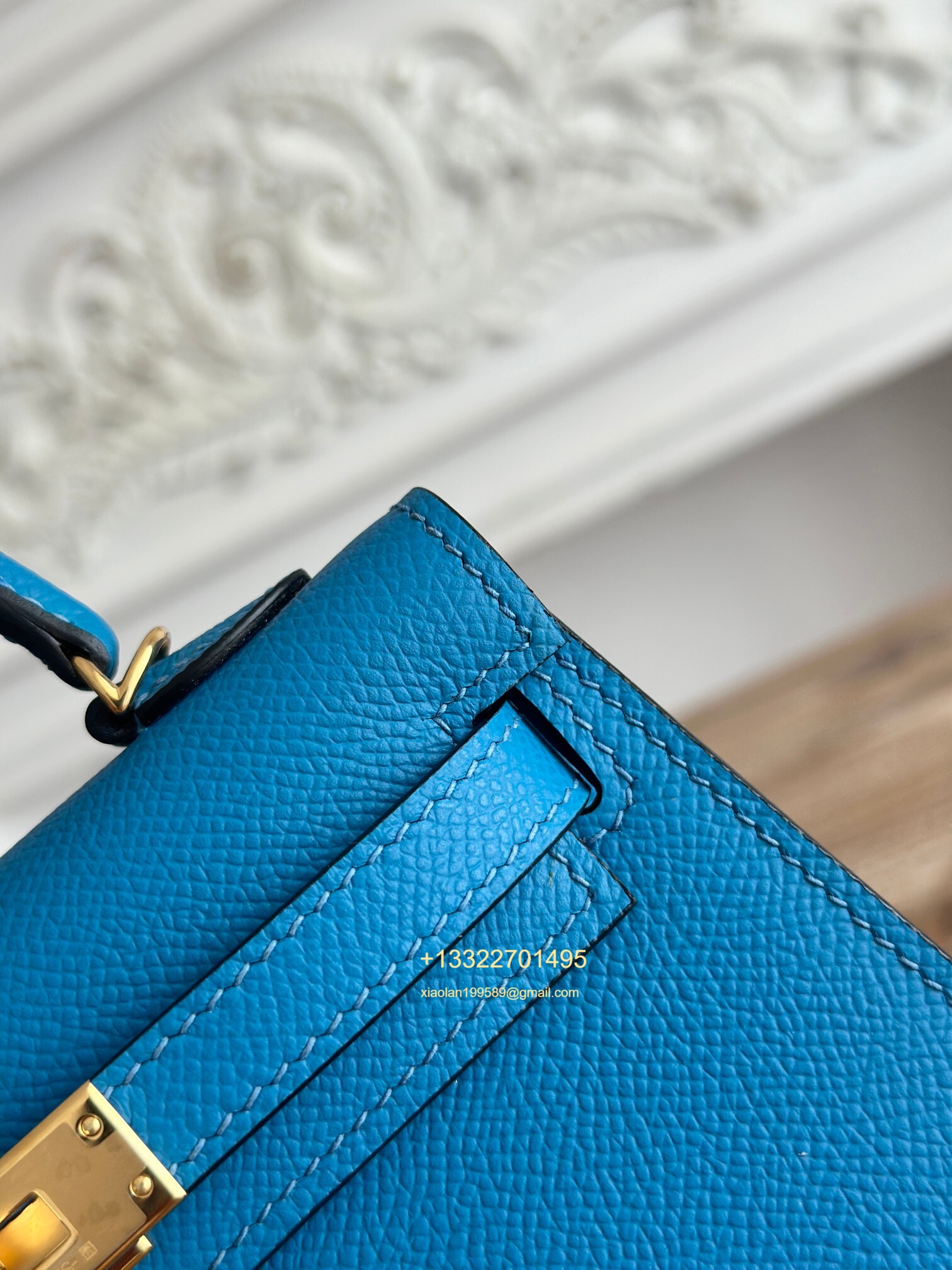 Hermès Epsom Leather Mini Kelly II in Tanzanian Blue Purely Handcrafted with Waxed Thread Stitching, High-End Customization