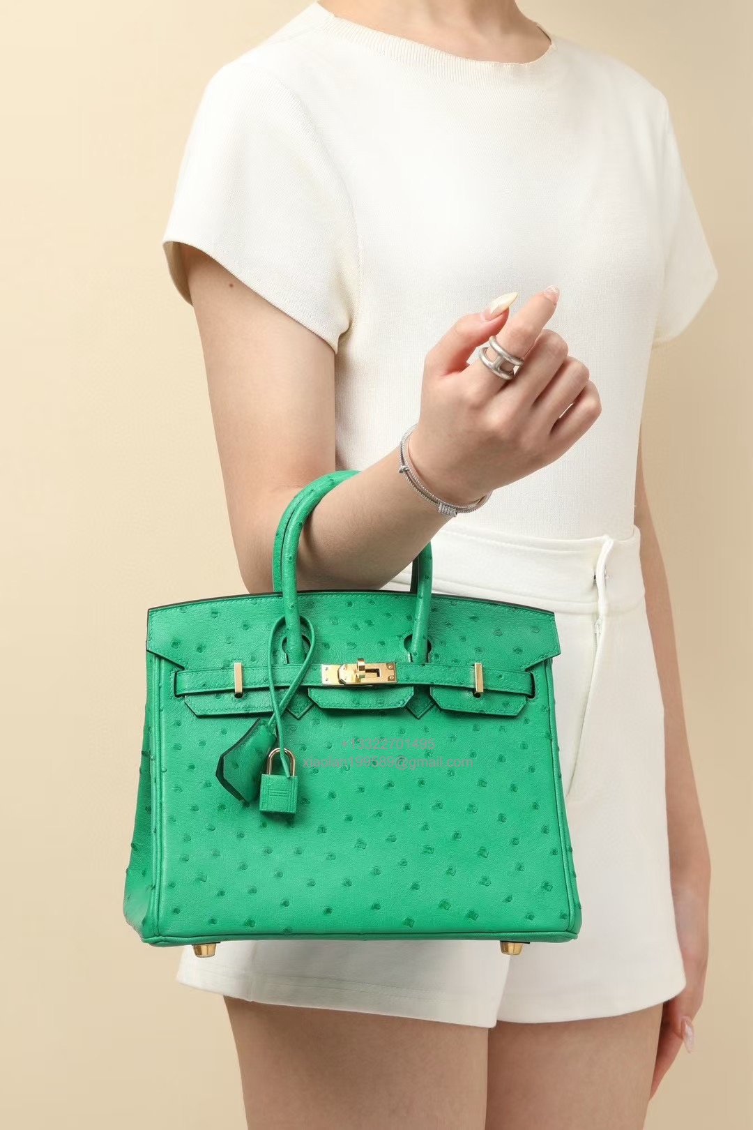 Birkin 25/30/35cm South African KK Ostrich Leather, Premium Fully Handcrafted Exclusive Custom –Velvet Green