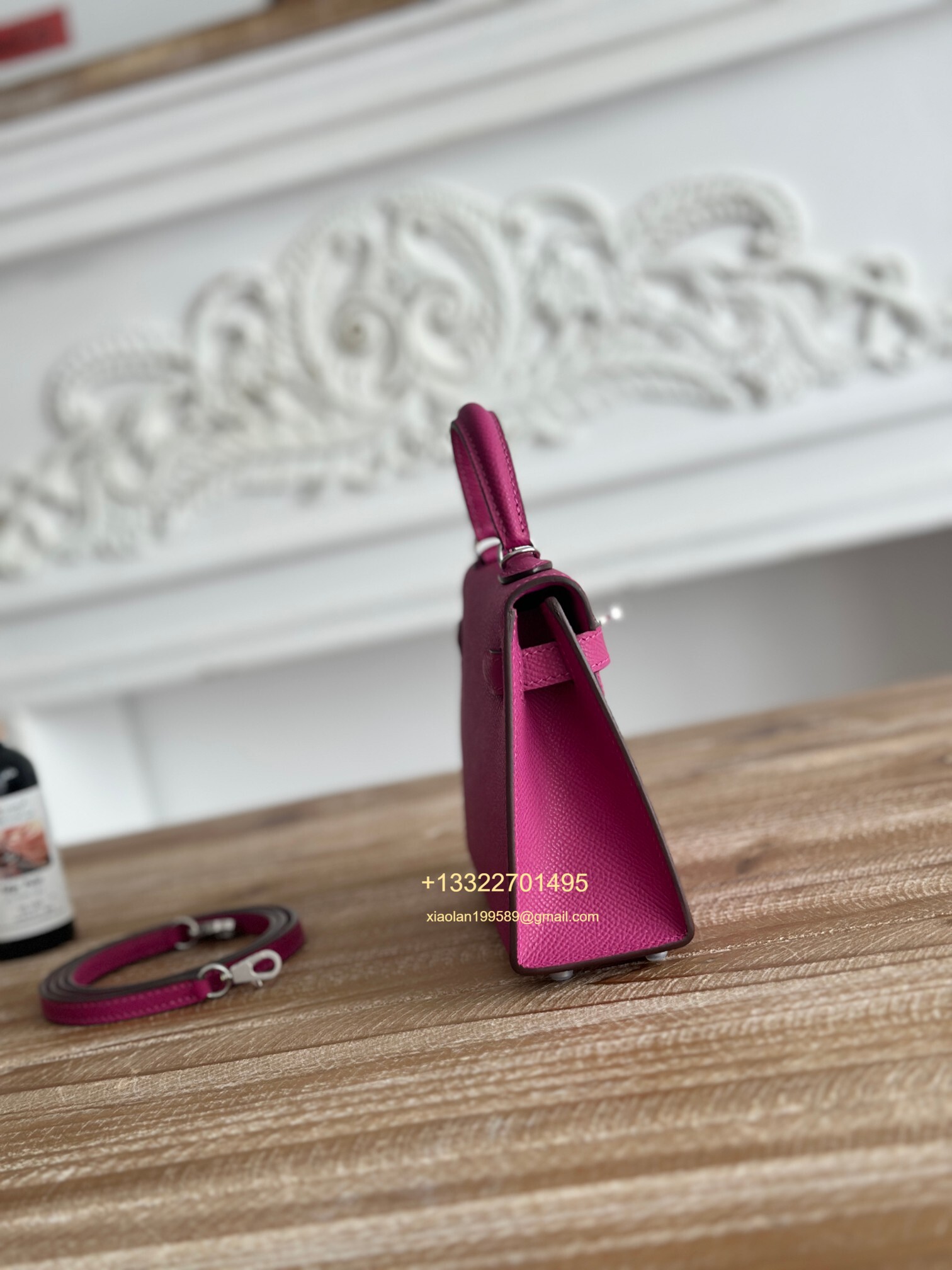 Hermès Epsom Leather Mini Kelly II in Rose Violet Purely Handcrafted with Waxed Thread Stitching, High-End Customization