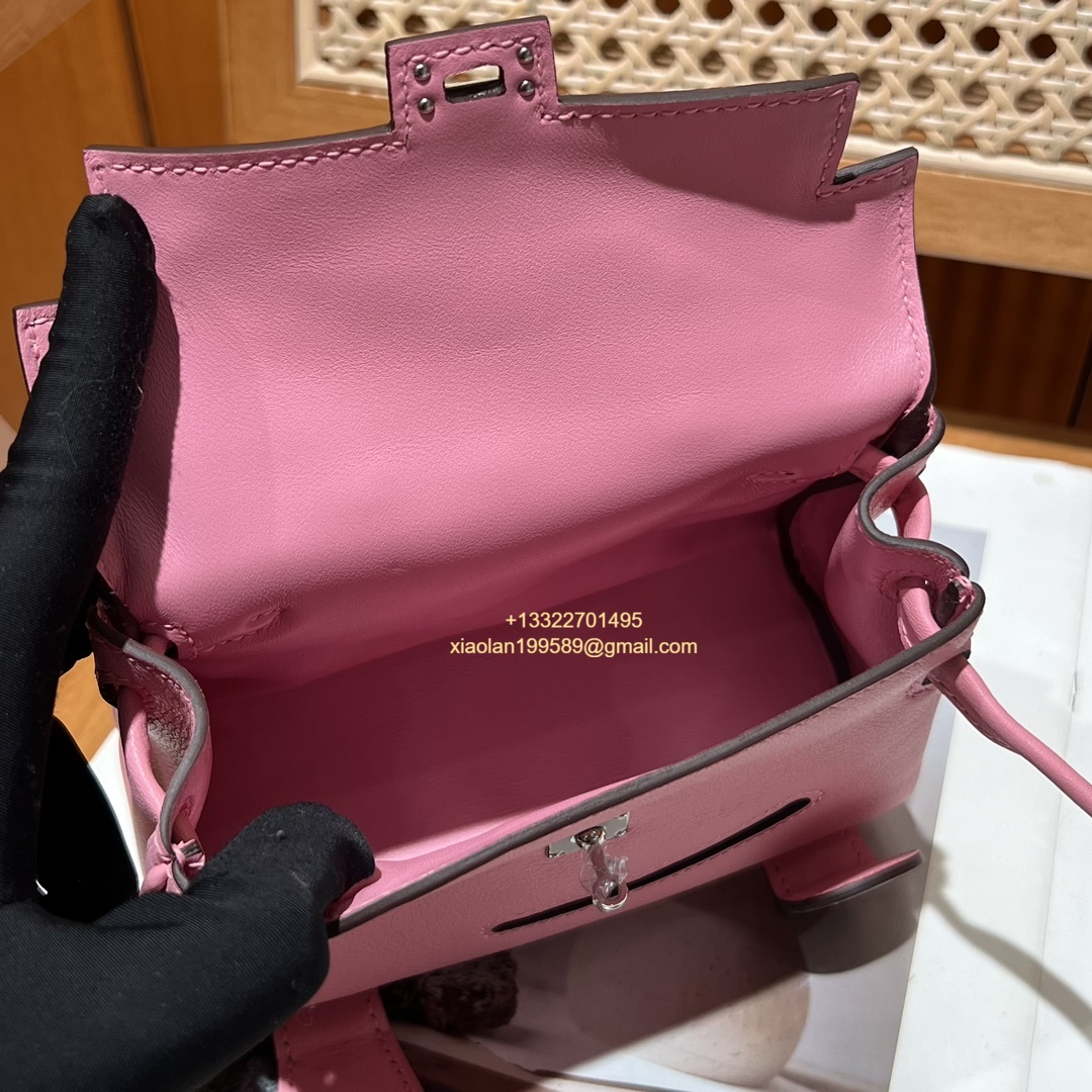 Hermès Kelly Doll Quelle Idole Picto Bag, Limited Edition in 3Q Pink, crafted from Swift Leather.