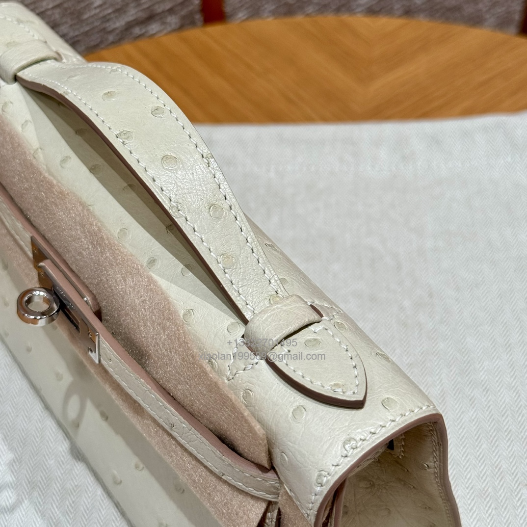 Hermès Kelly Pochette Clutch Bag, South African KK ostrich leather, fully handmade haute couture – i2/Nata