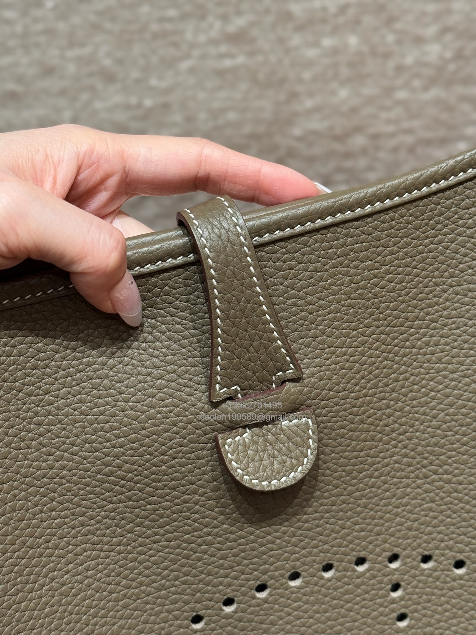 Hermès Evelyne Bag in Clemence Leather, Premium Handcrafted Customization – Etoupe.