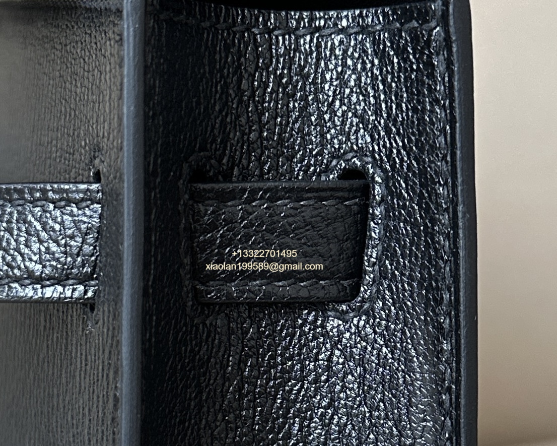 Hermès Kelly Elan Black Lambskin Women's Shoulder Bag, Fully Handmade High-end Customization.