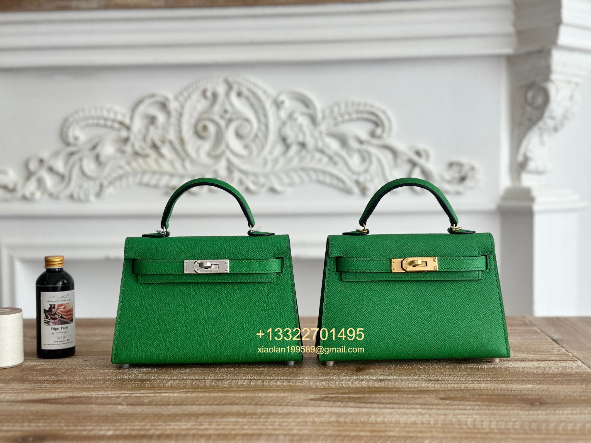 Hermès Epsom Leather Mini Kelly II in Bamboo Green Purely Handcrafted with Waxed Thread Stitching, High-End Customization